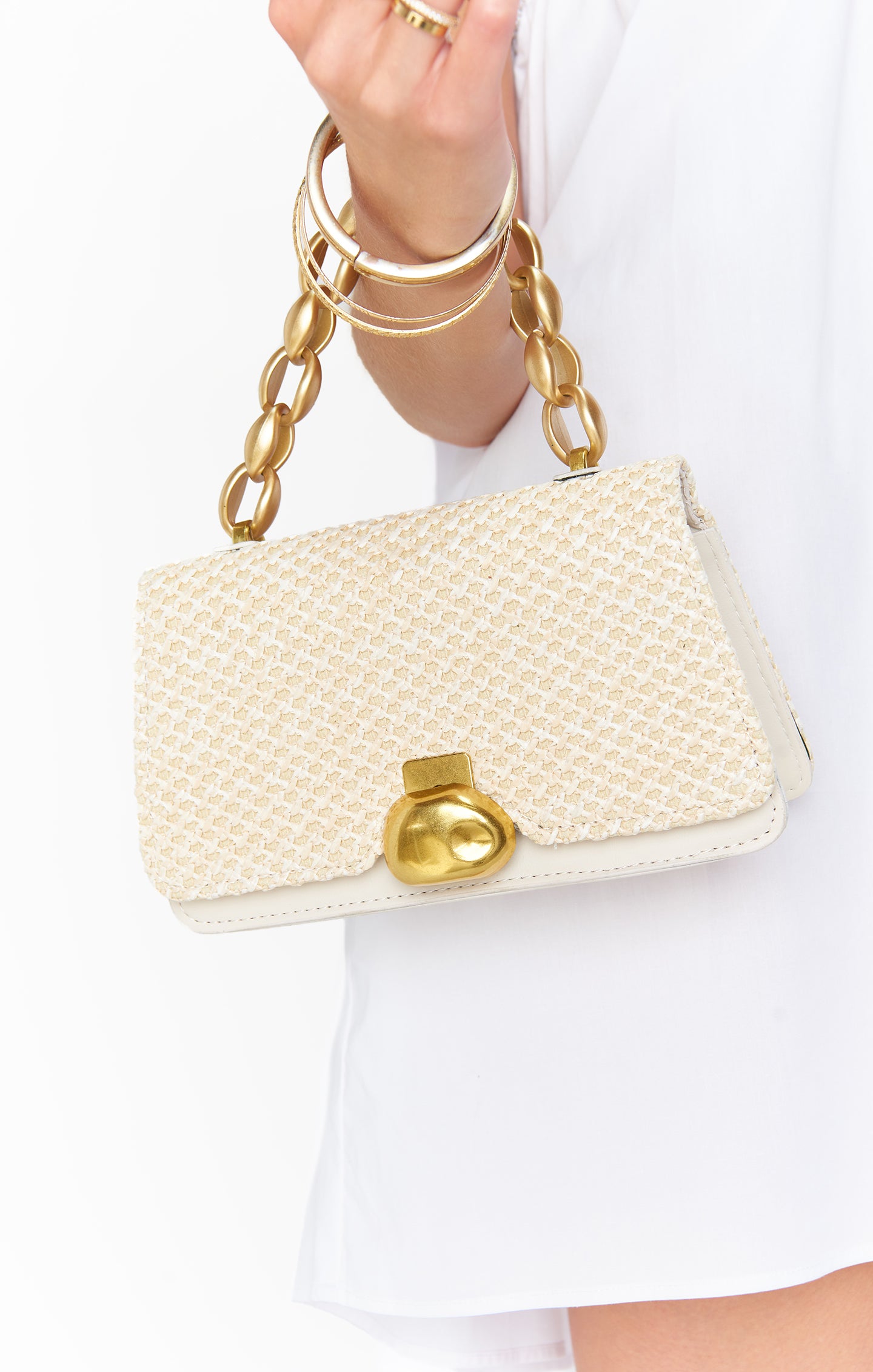 Beige Woven Handbag for Everyday Use | Agnes