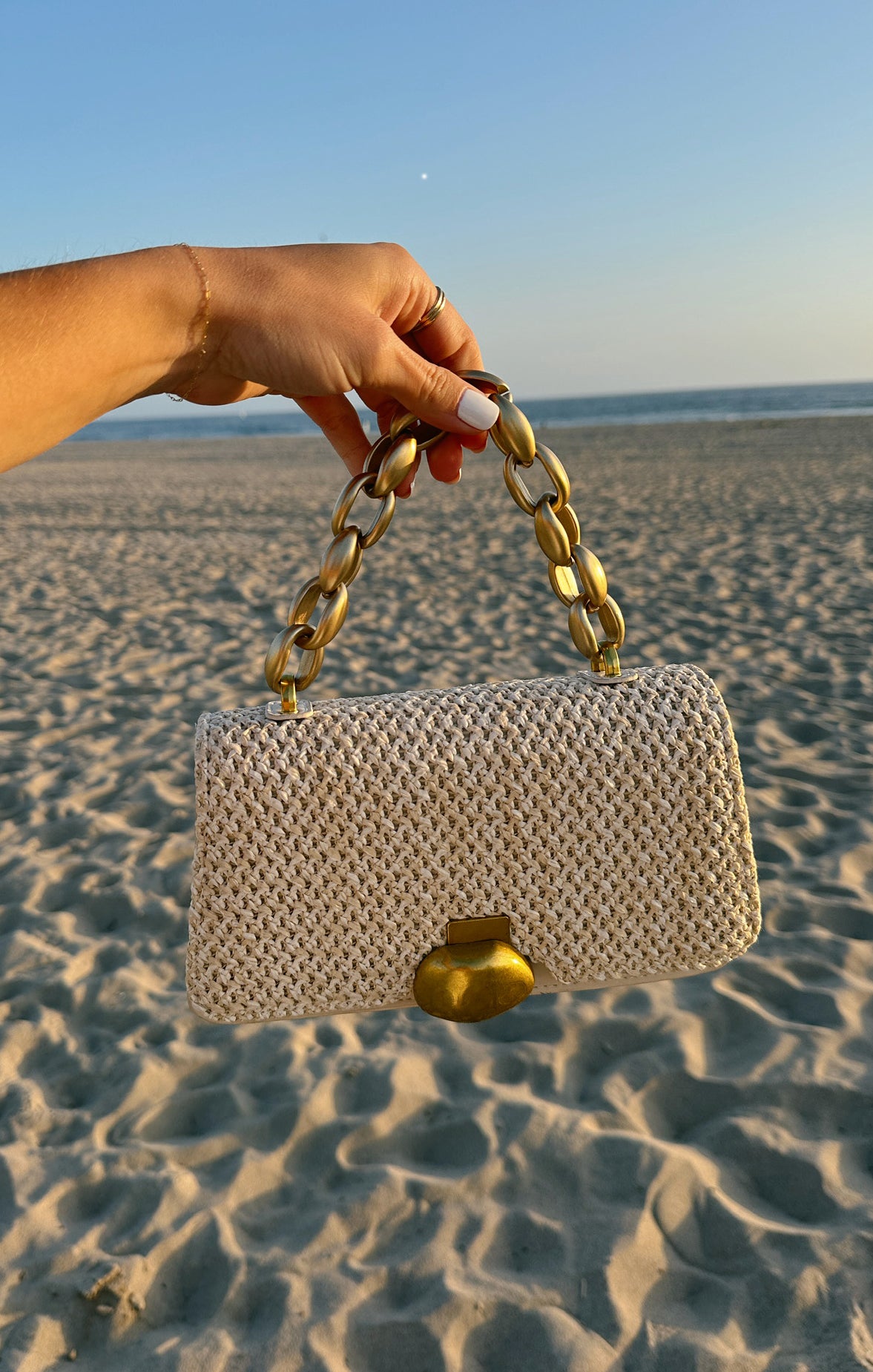 Beige Woven Handbag for Everyday Use | Agnes