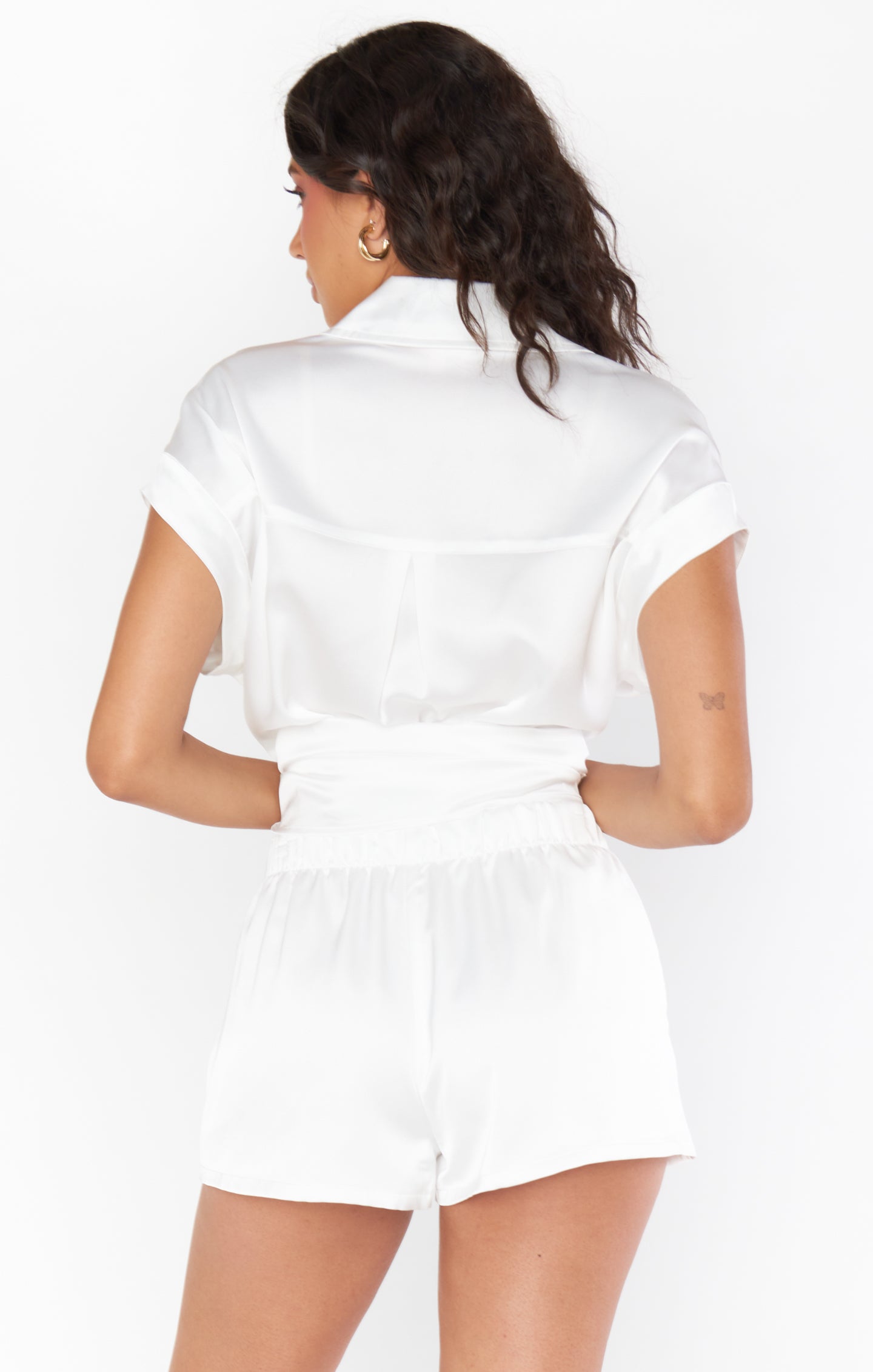 Luxe Satin Shorts with Elastic Waist for Comfort | Glam Time Ivory