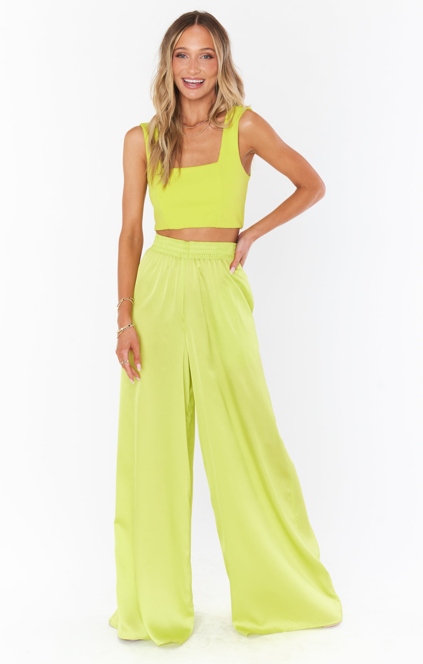 Luxury Satin Pants with Elastic Waist for Date Night | Irwin Citrine