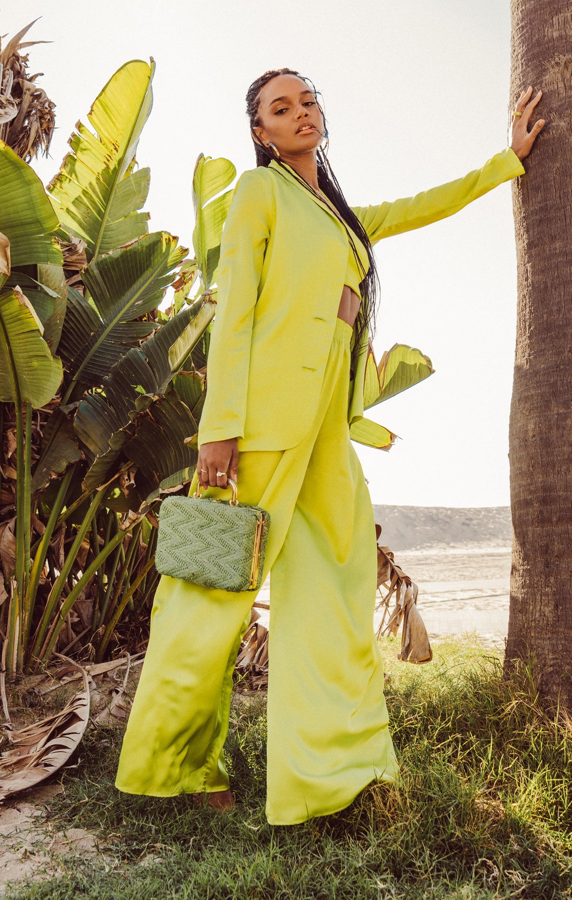 Luxury Satin Pants with Elastic Waist for Date Night | Irwin Citrine