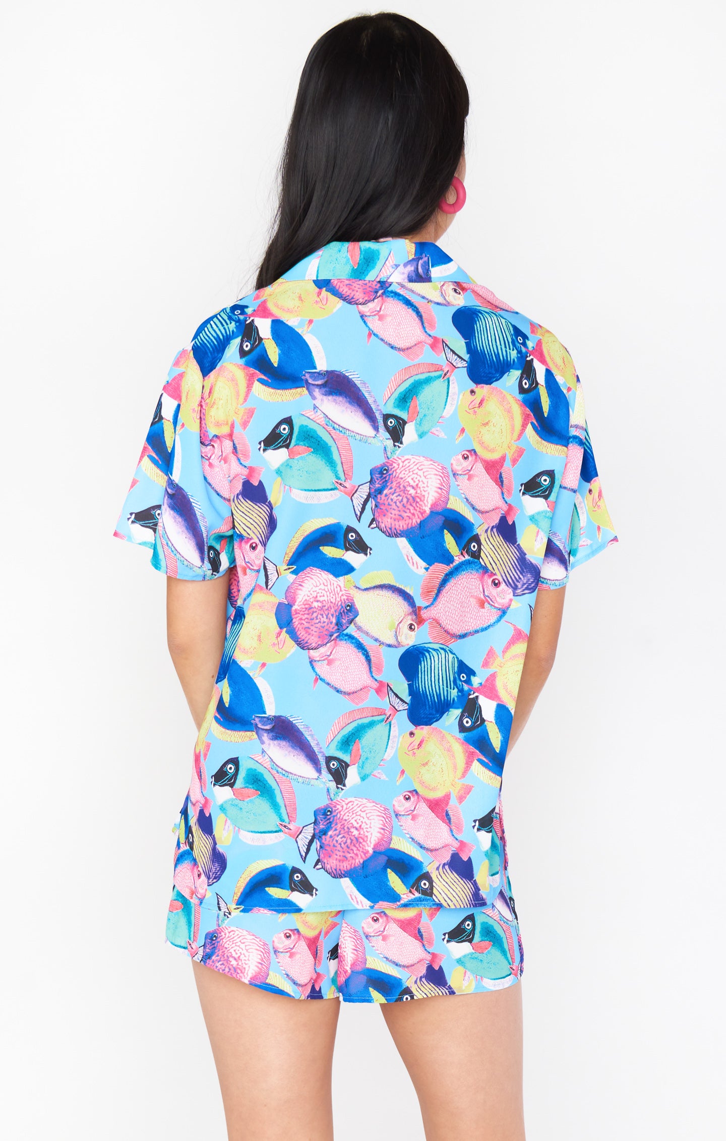 Fish Print Button-Down Top & Shorts Set | Maui and Cabana
