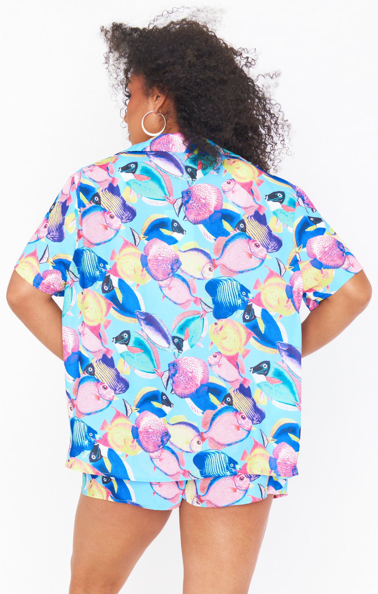 Fish Print Button-Down Top & Shorts Set | Maui and Cabana