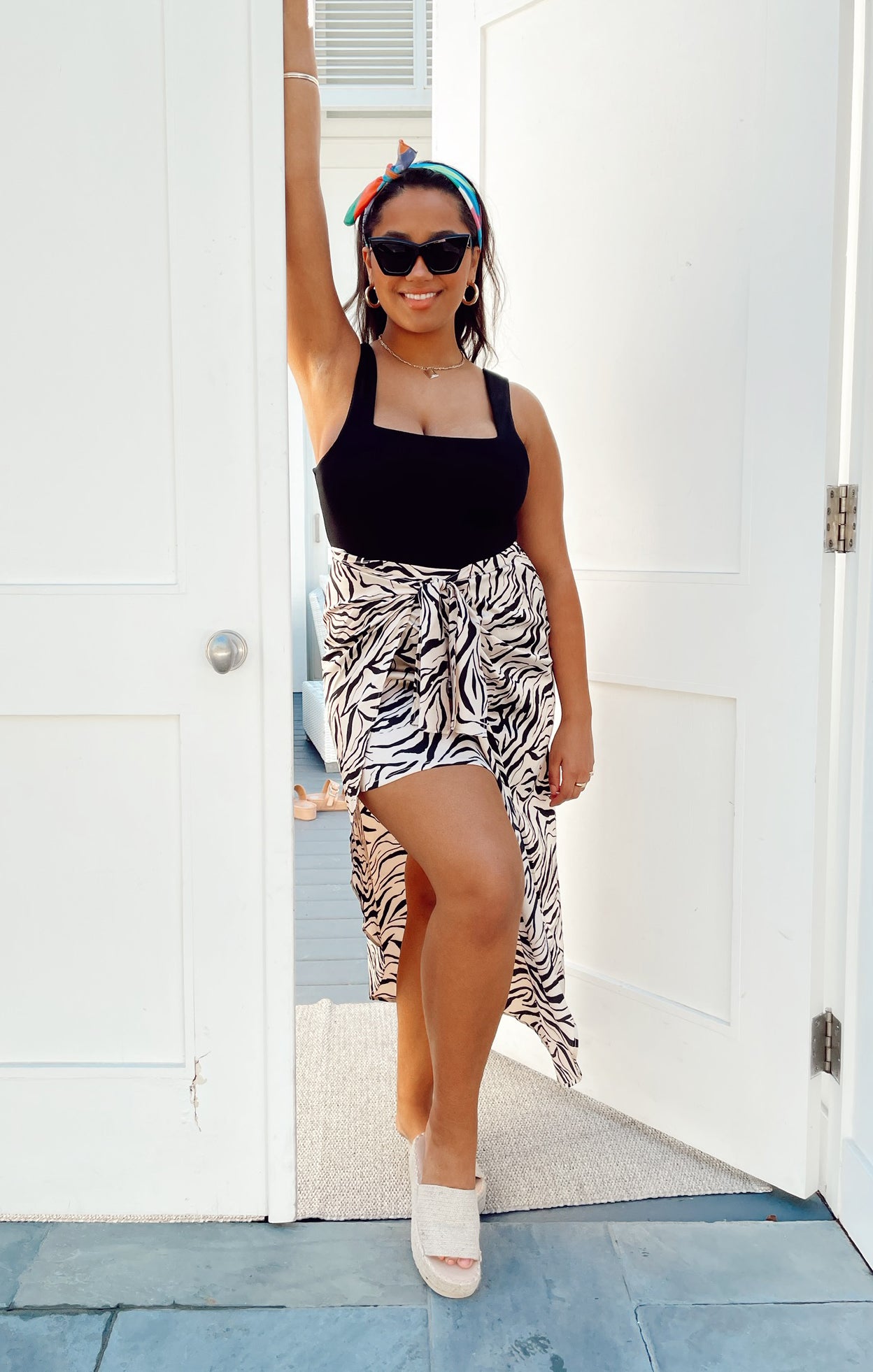 Black & Taupe Zebra Maxi Skirt with Slit | Wrap Me Up