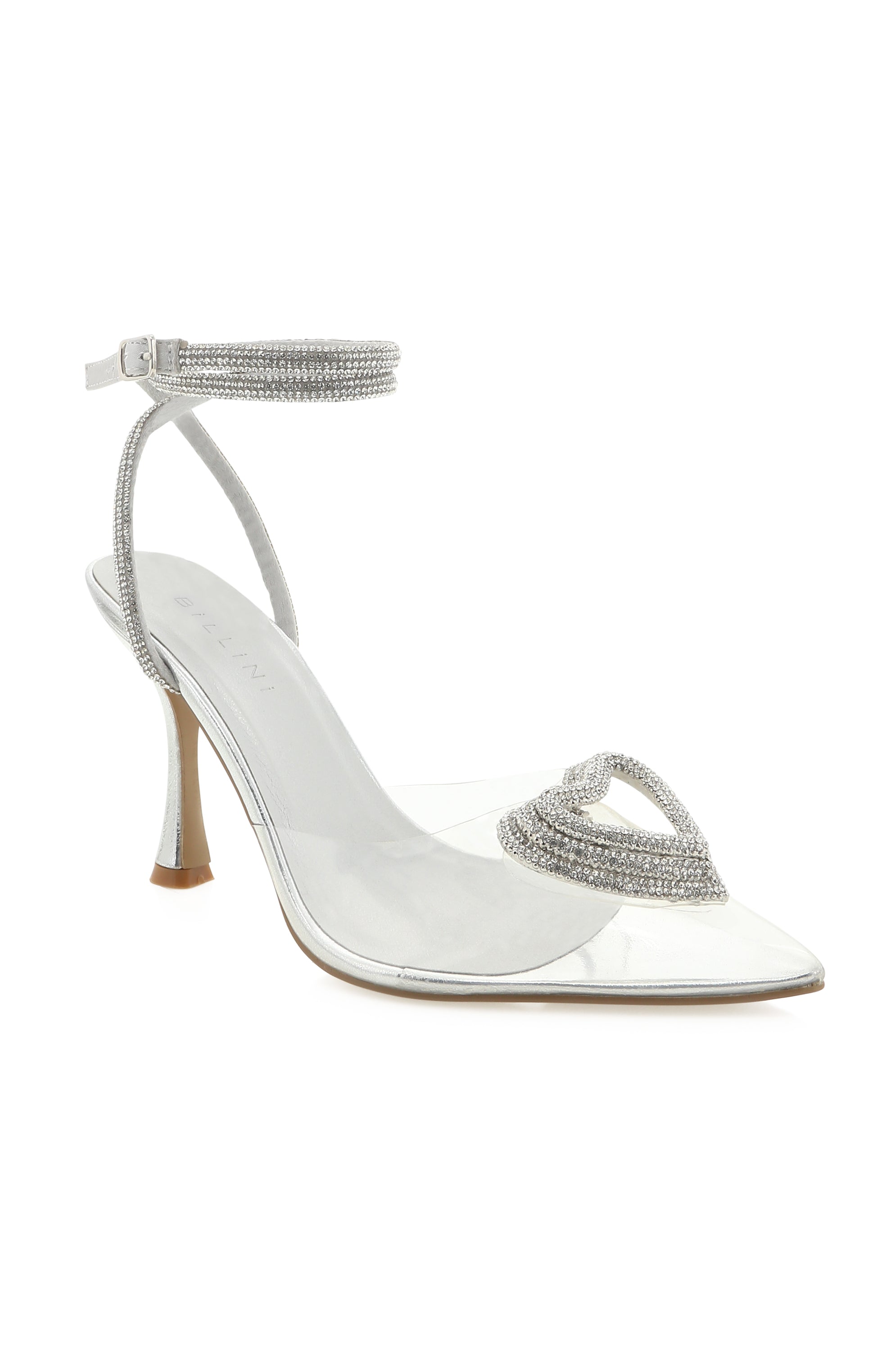 Silver Glam Heels with Diamante Straps | Billini Zaden