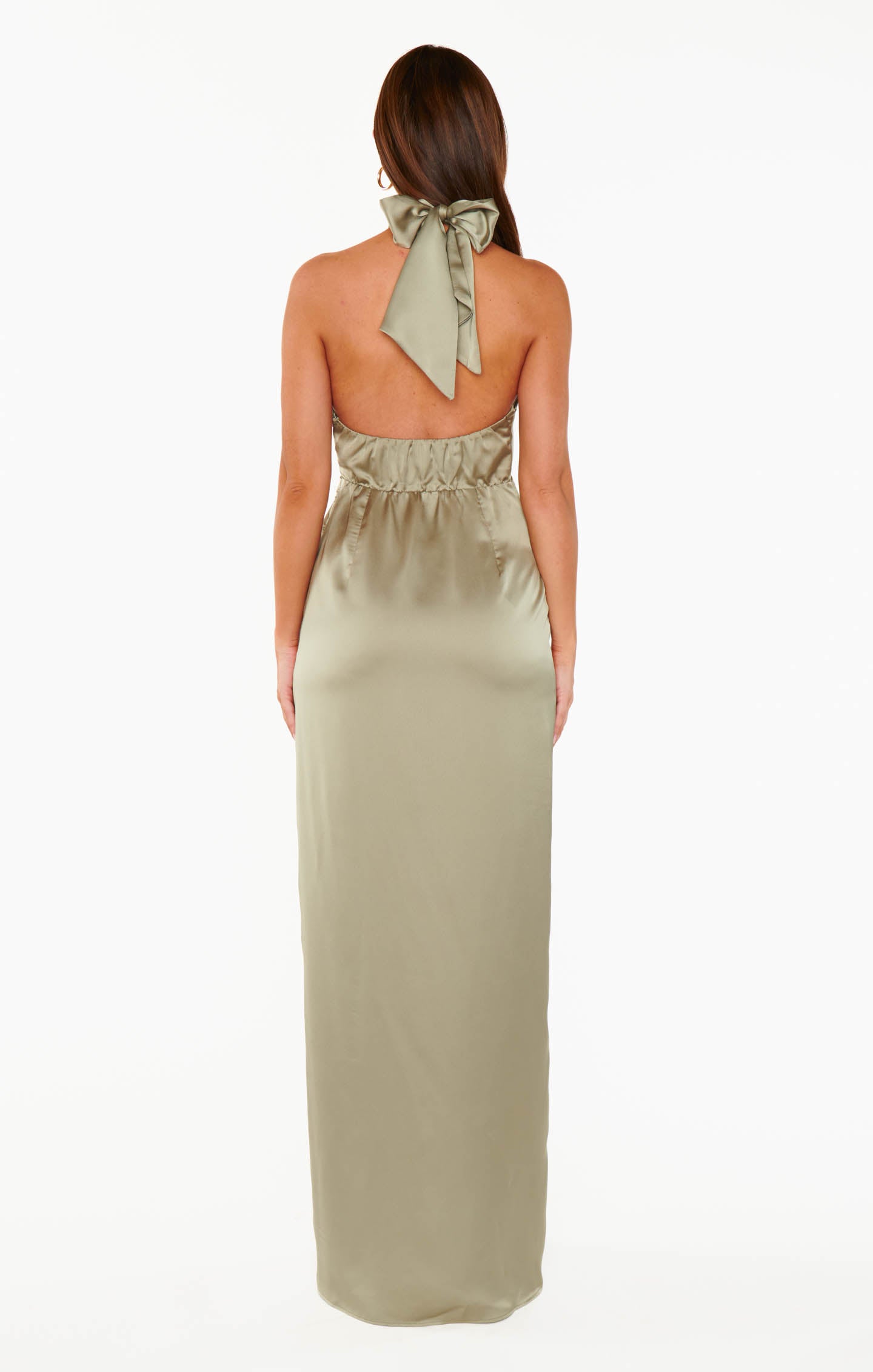 Halter Maxi Dress in Luxe Satin with Backless Design | Adele