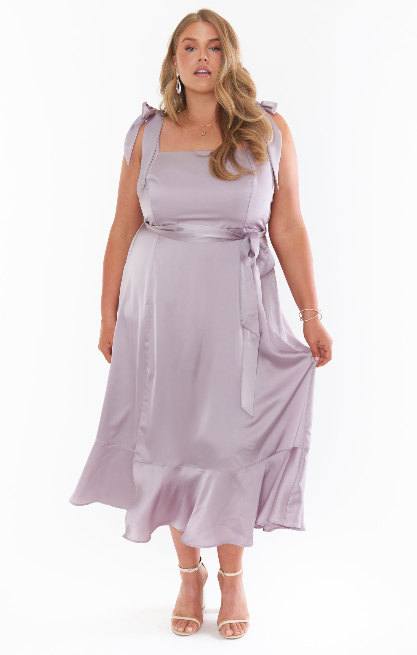 Square Neck Midi Dress with Smocked Back & Detachable Sash | Claire