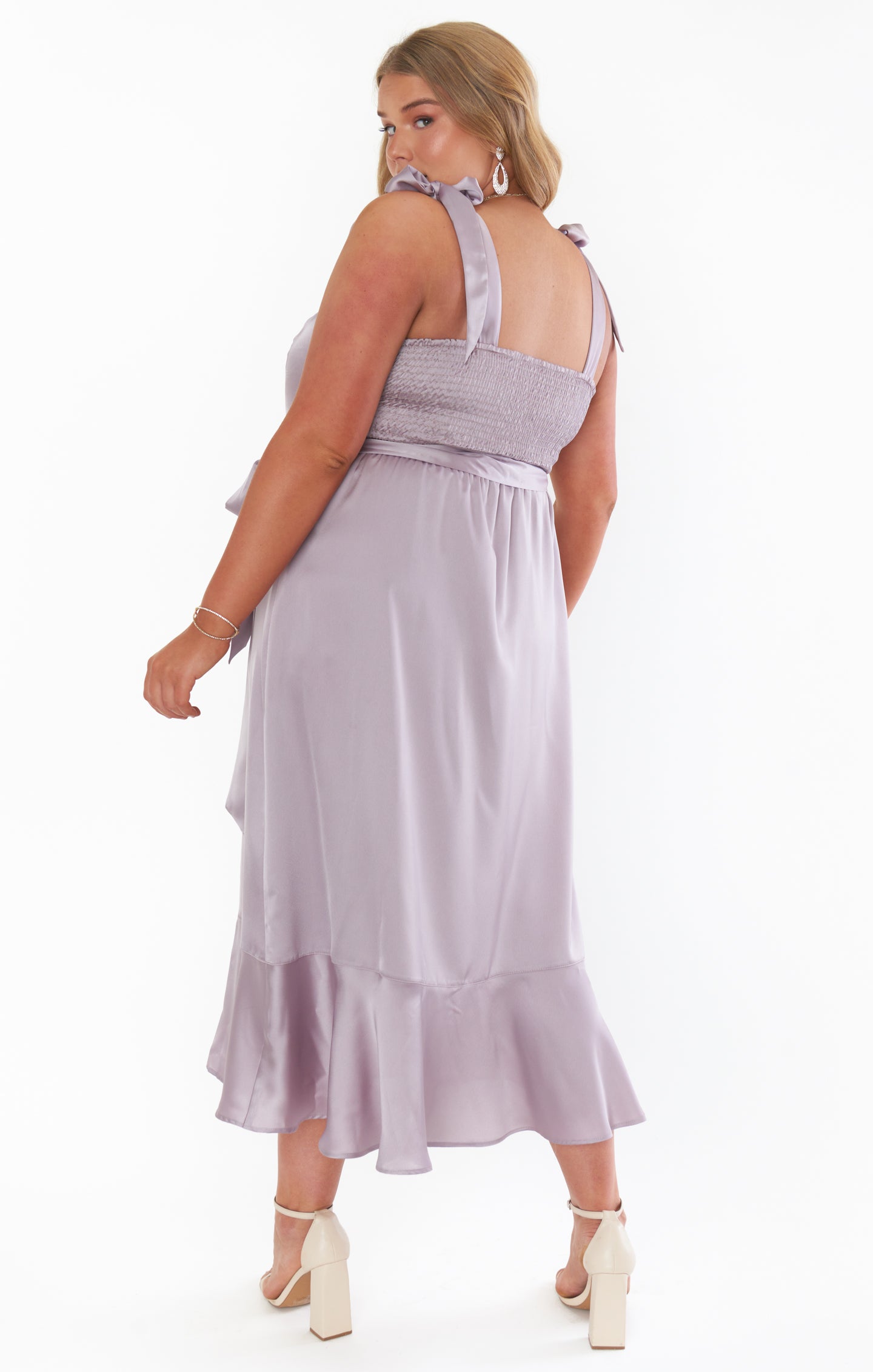Square Neck Midi Dress with Smocked Back & Detachable Sash | Claire