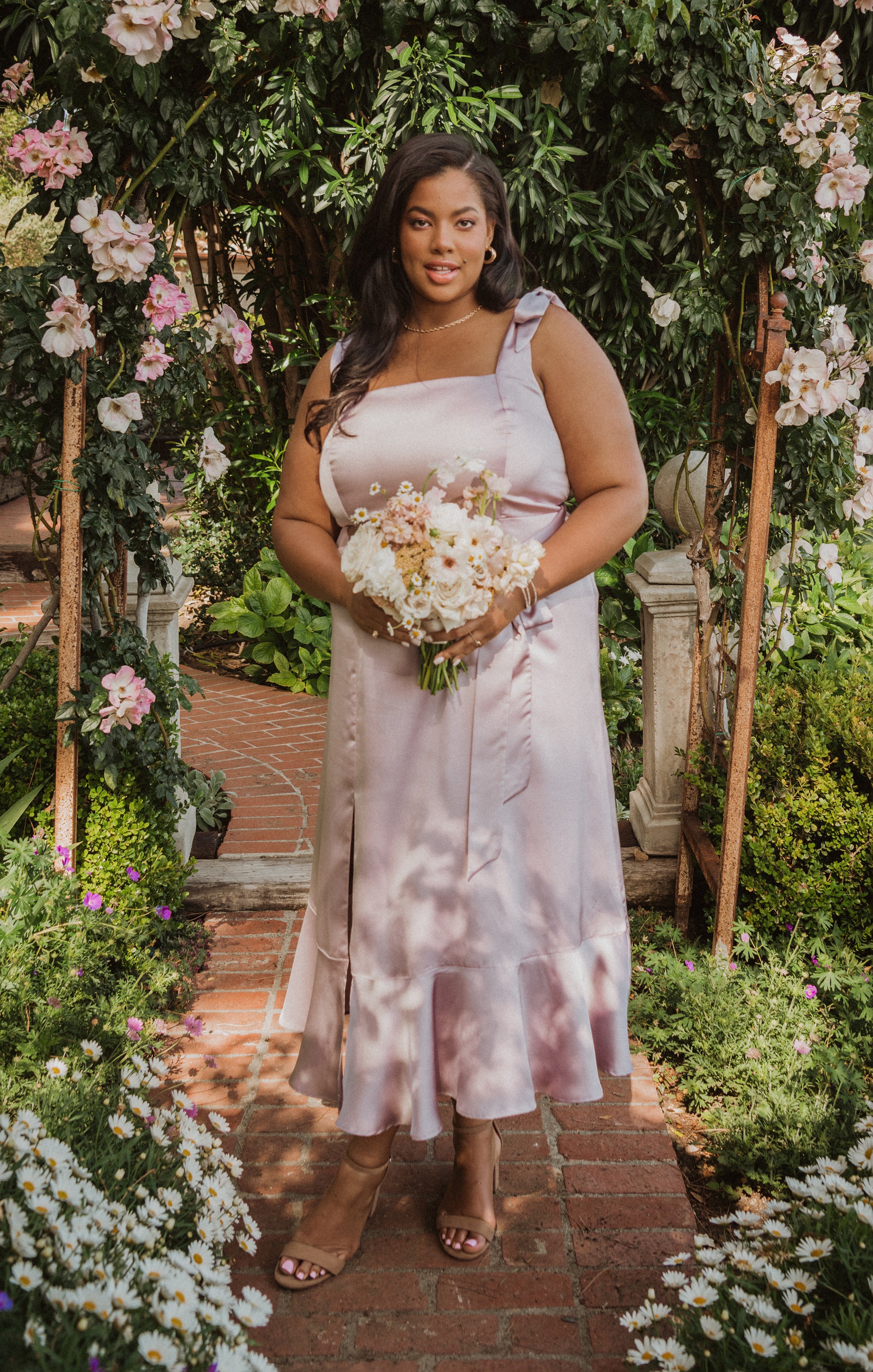 Square Neck Midi Dress with Smocked Back & Detachable Sash | Claire