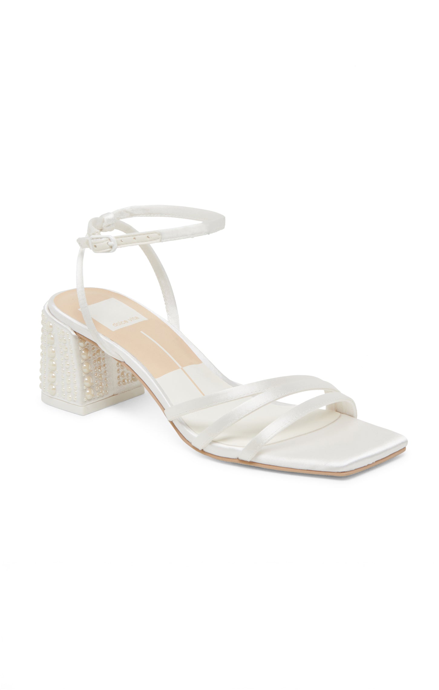 Pearl Embellished Heel Sandals with Ankle Strap | Dolce Vita Ysabel