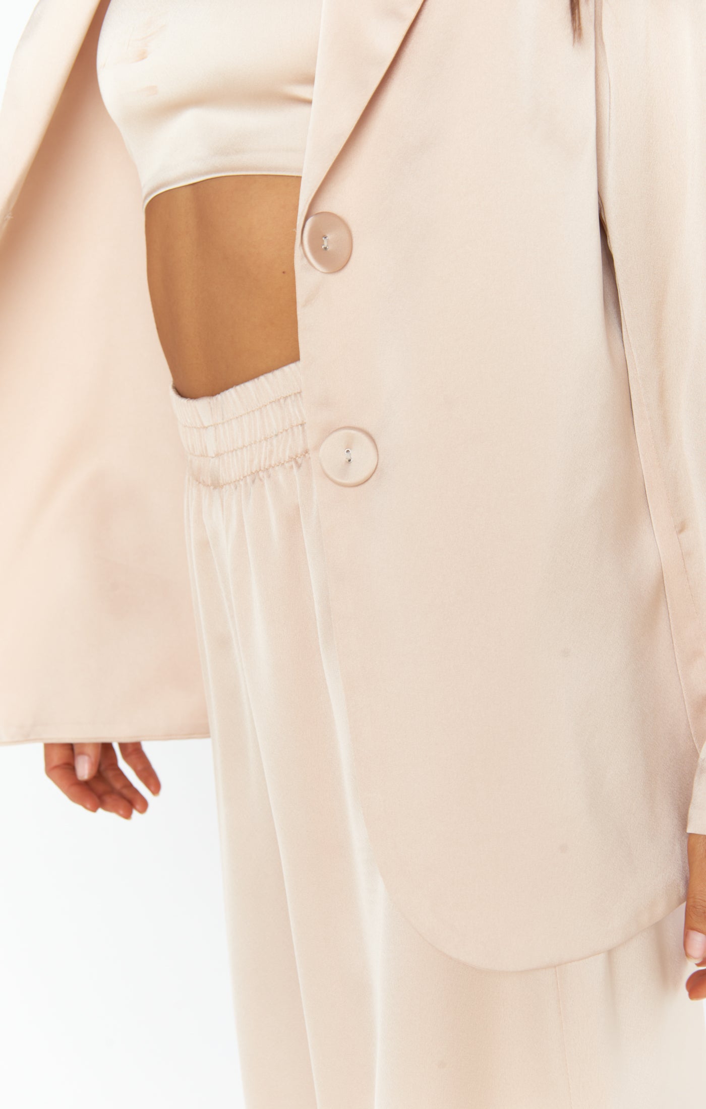 Champagne Satin Blazer for Women | Felix Luxe