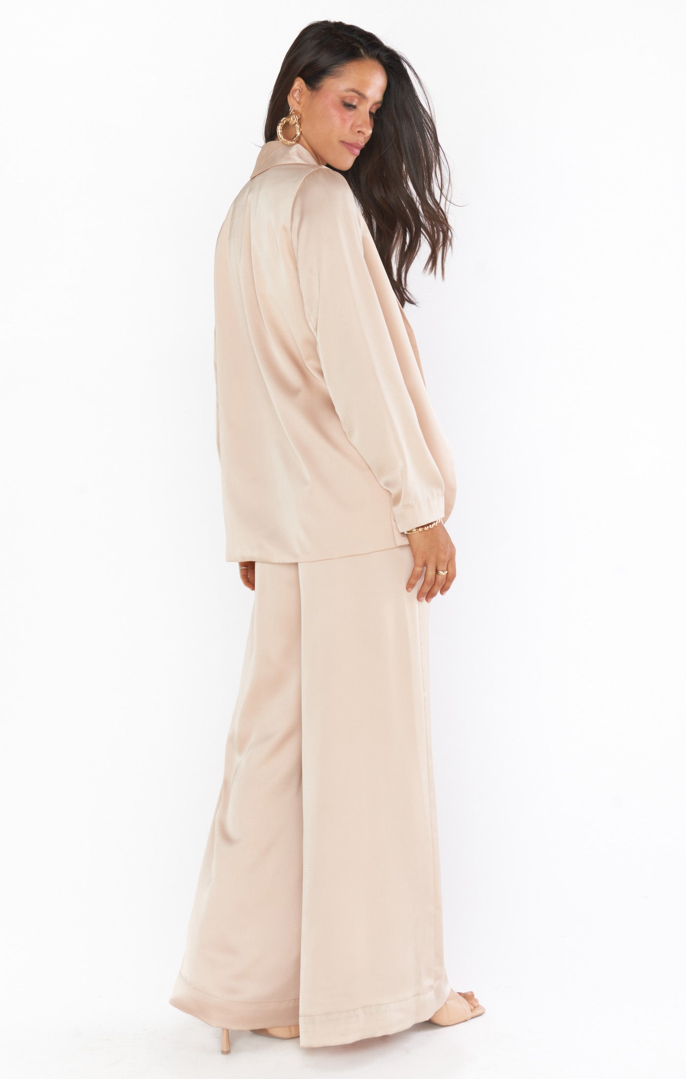 Champagne Satin Blazer for Women | Felix Luxe