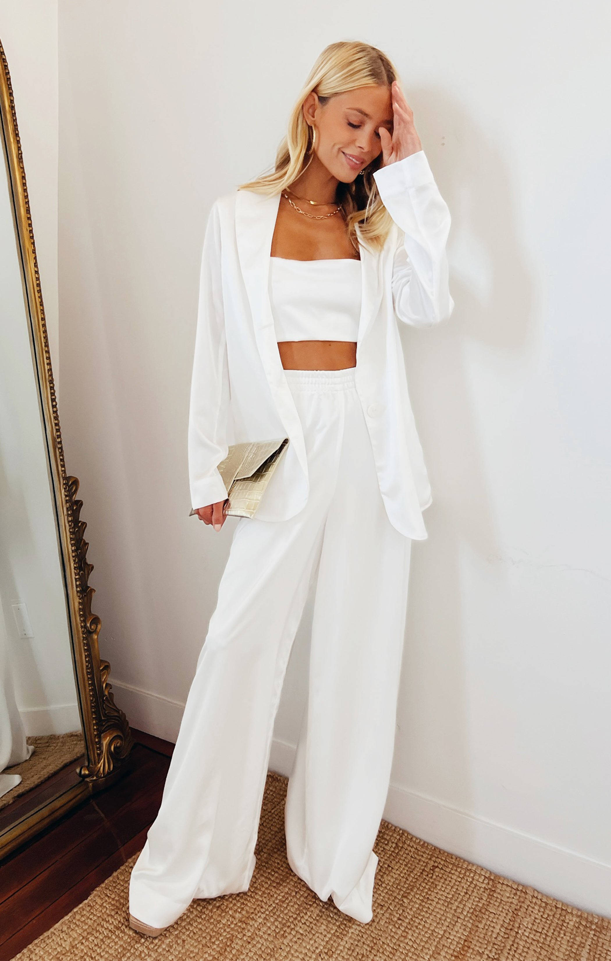 Ivory Satin Blazer for Women | Felix Luxe