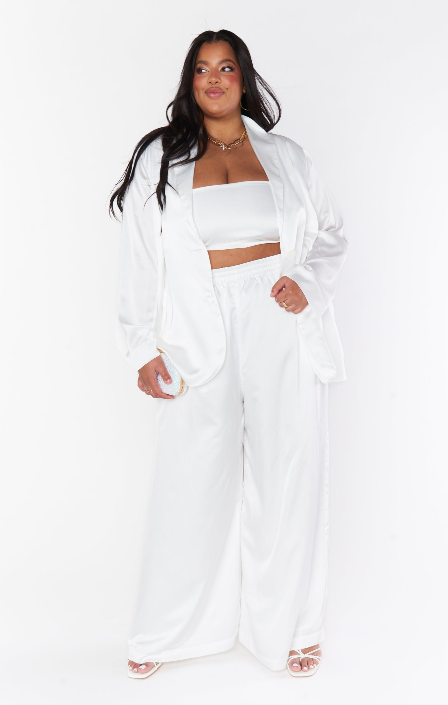 Ivory Satin Blazer for Women | Felix Luxe