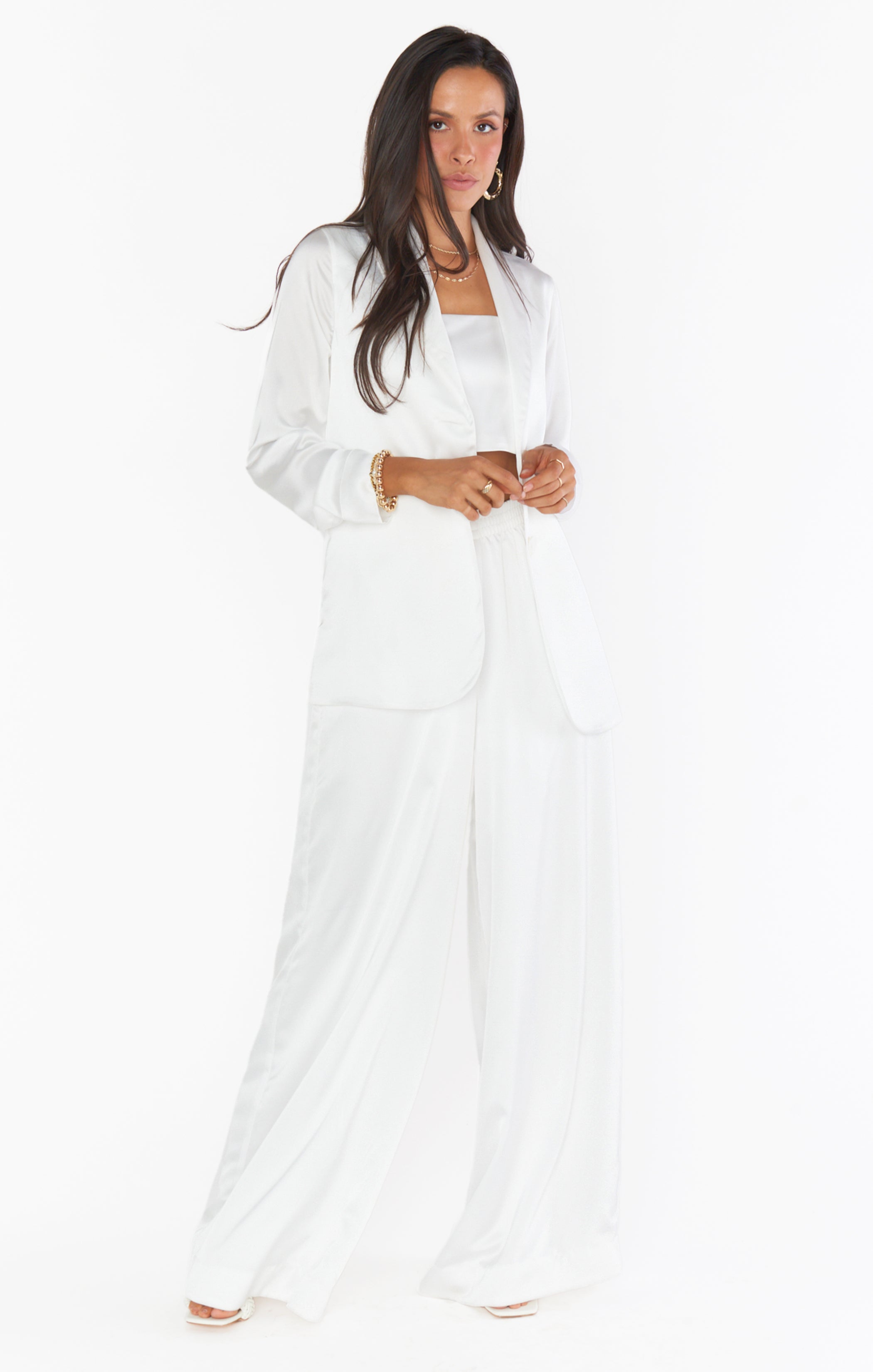 Ivory Satin Blazer for Women | Felix Luxe