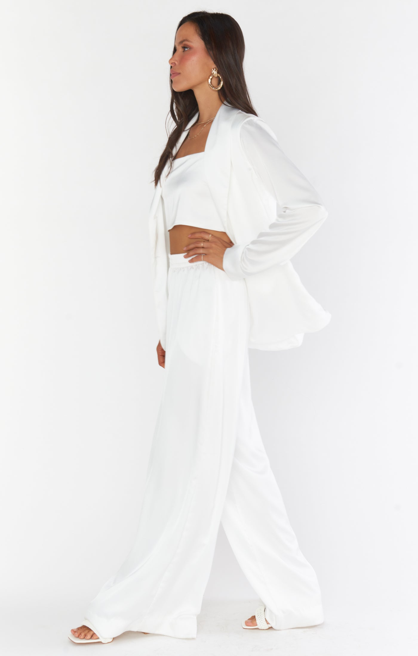 Ivory Satin Blazer for Women | Felix Luxe