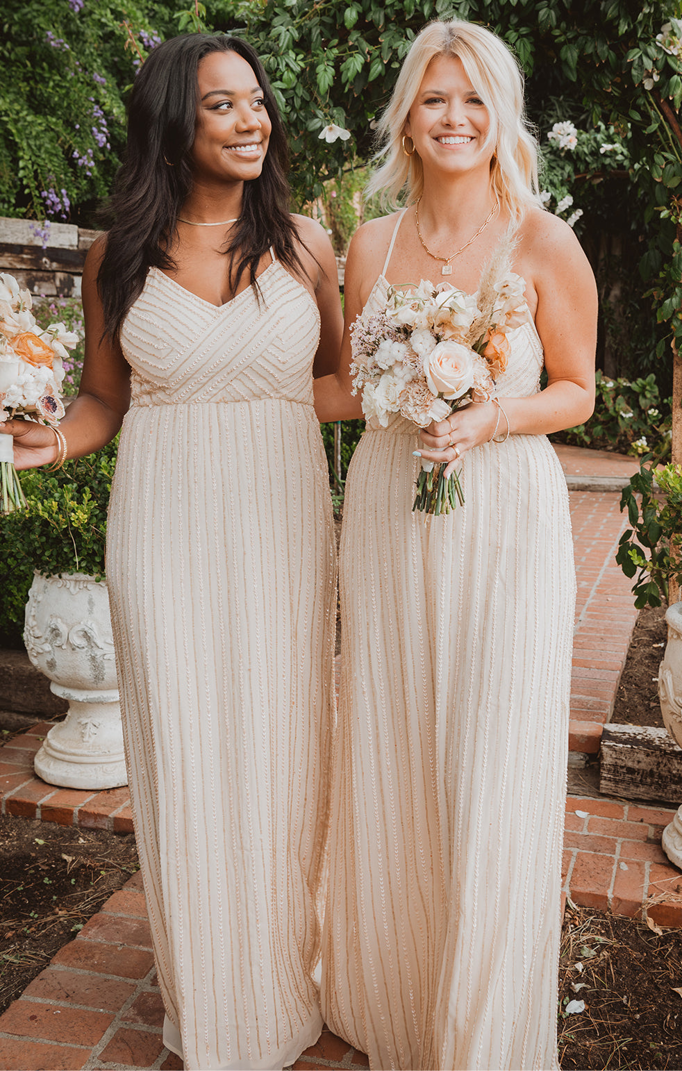Champagne Beaded Gala Gown with V-Neck & Low Back | Gala