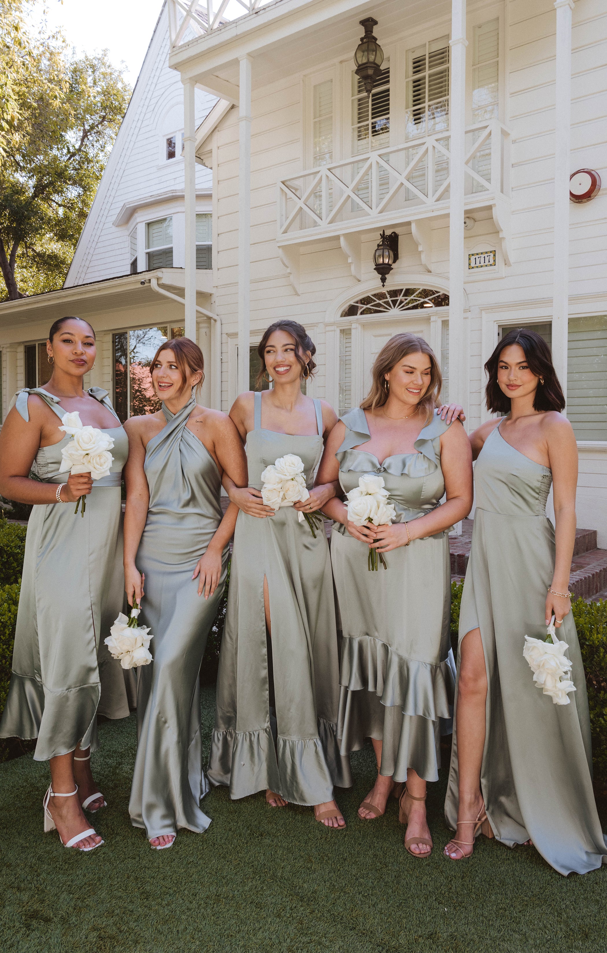 Bias-Cut Halter Maxi Dress with Open Back | Silver Sage Satin