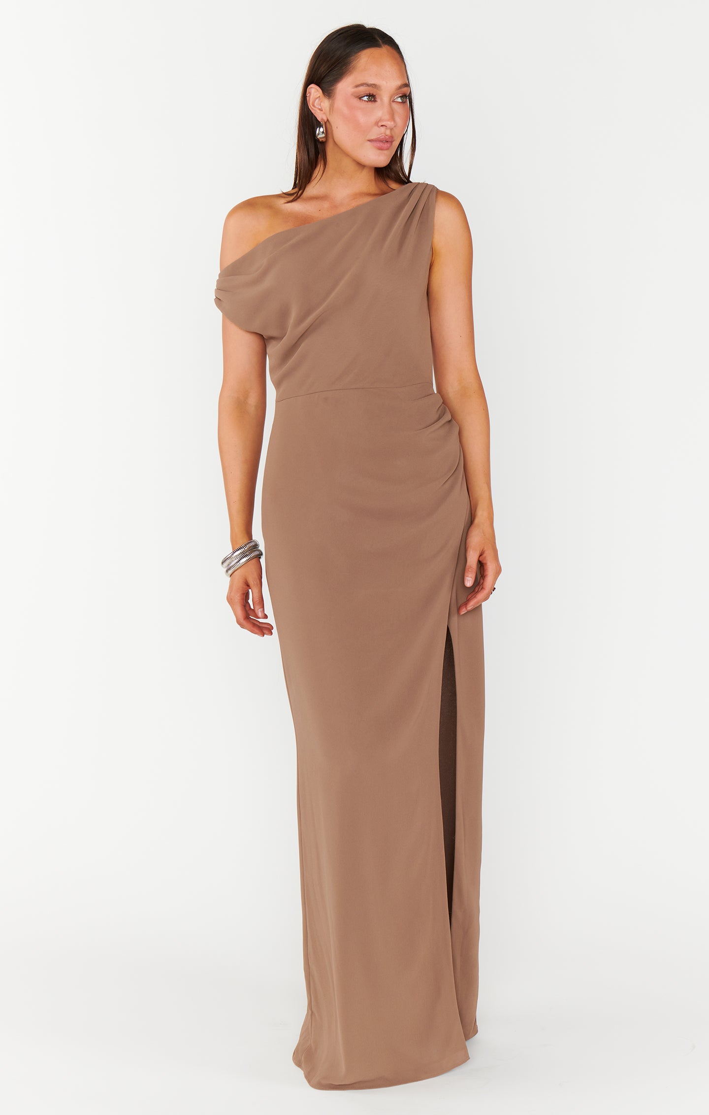 Elegant Asymmetrical Chiffon Dress with Side Slit | Jodie Dress