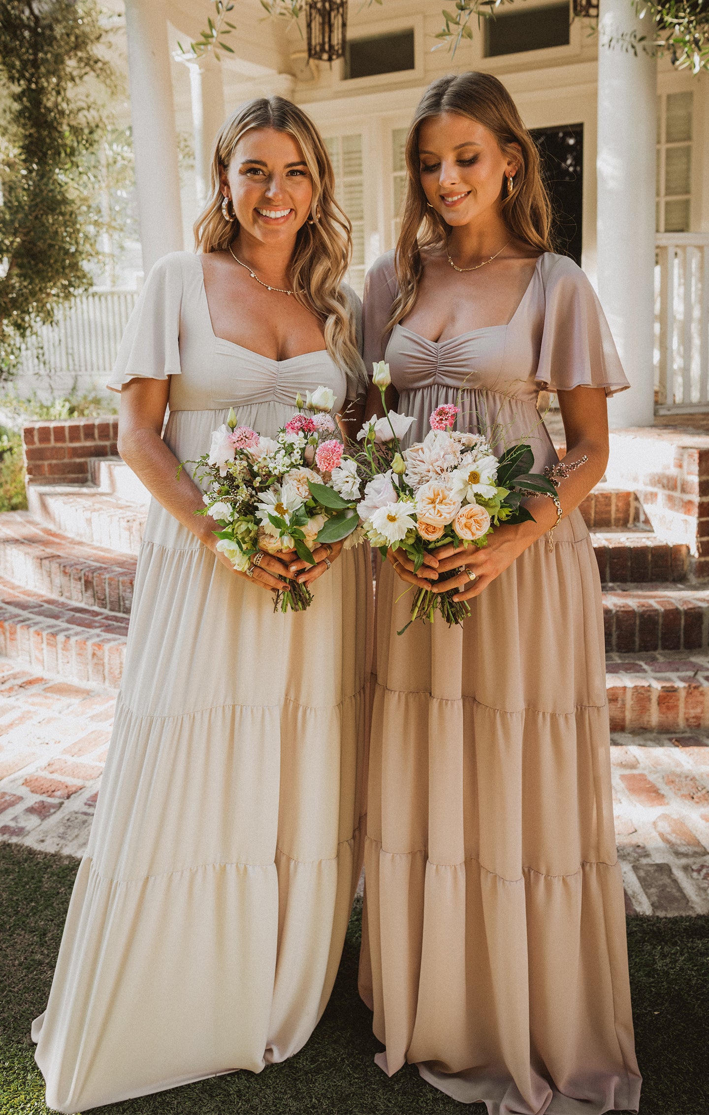 Flowy Boho Maxi Dress with Sweetheart Neckline & Flutter Sleeves | Nicole