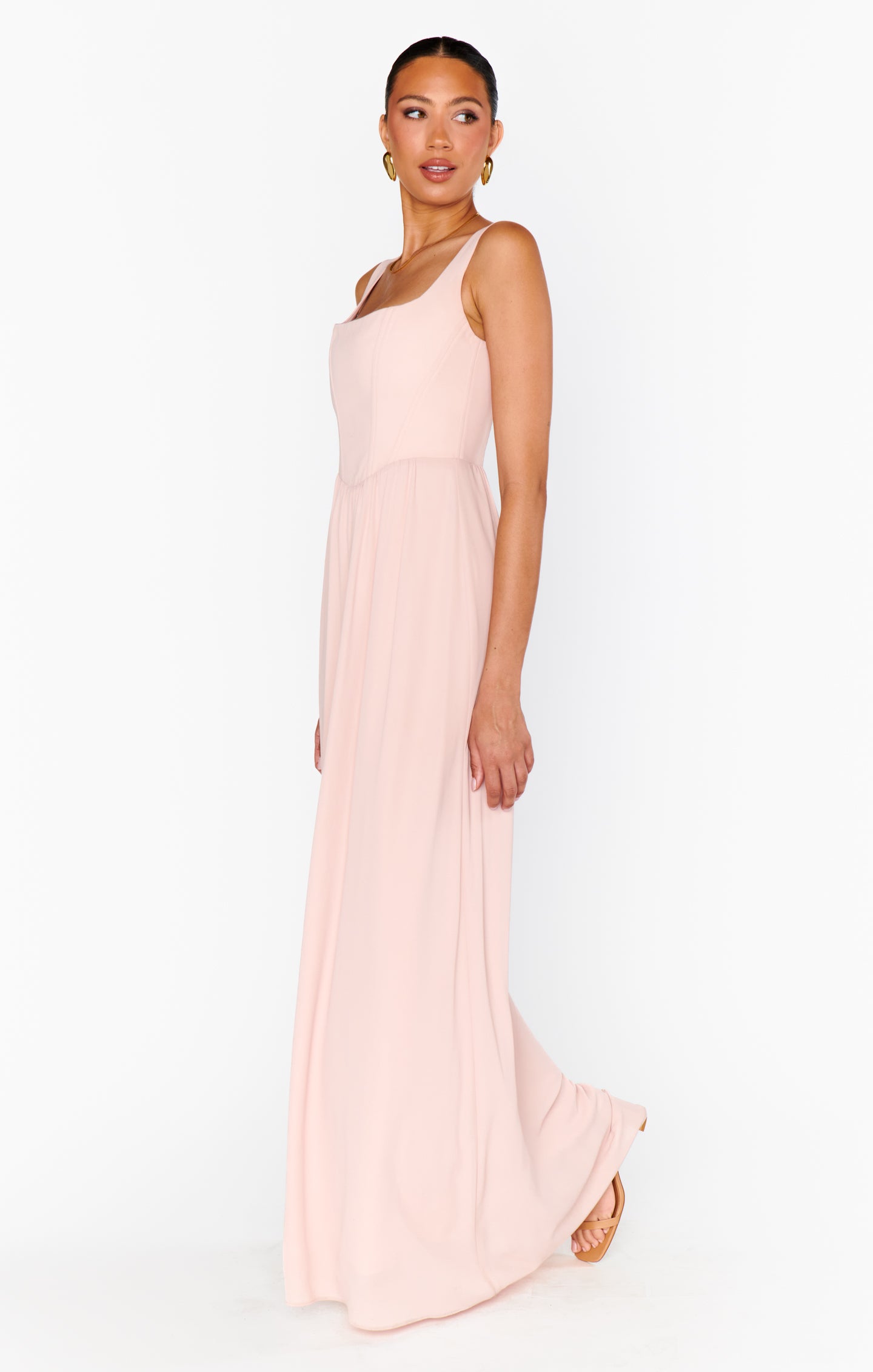 Elegant Corset Maxi Dress with Smocked Back | Nina in Dusty Blush
