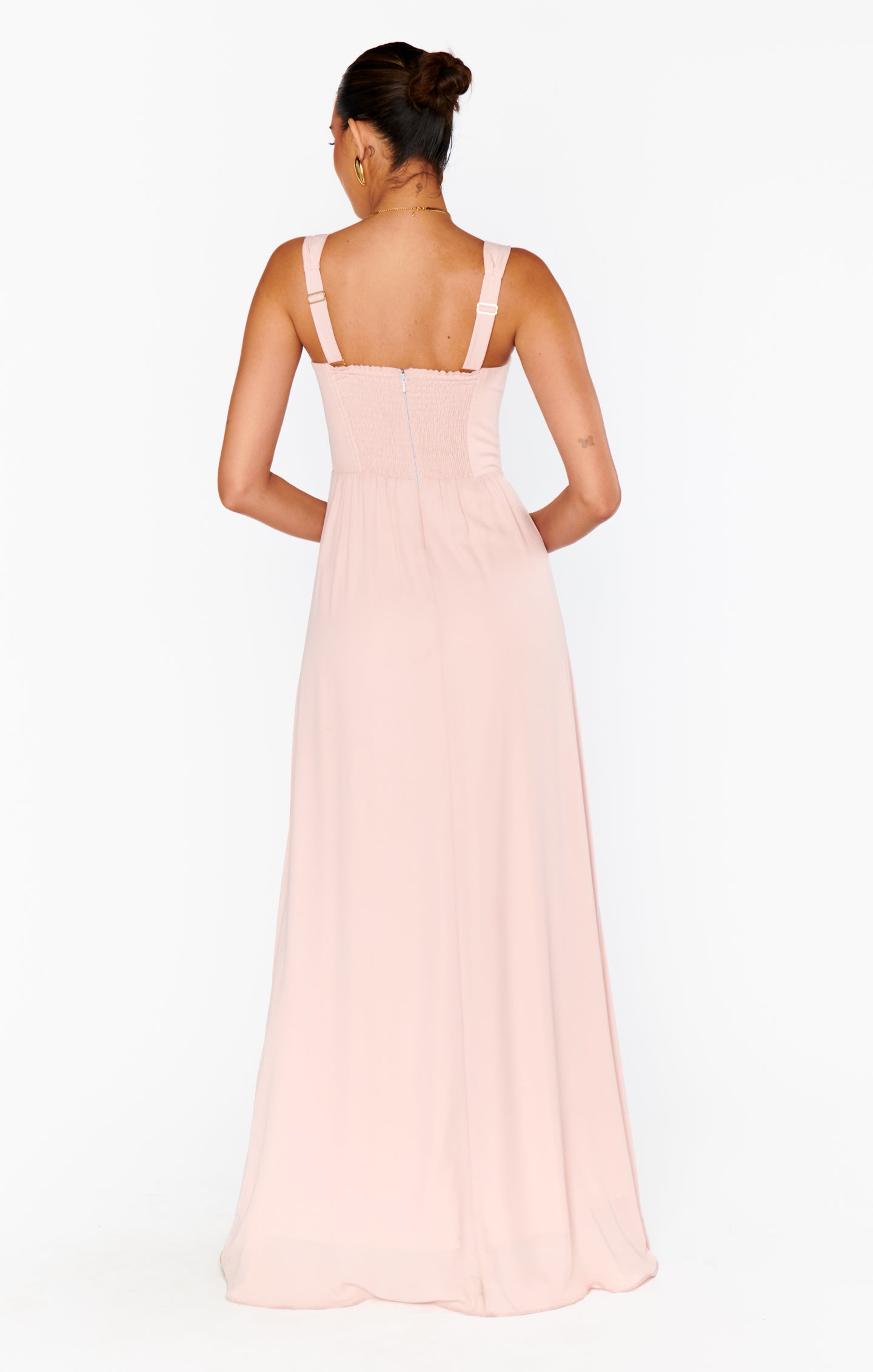 Elegant Corset Maxi Dress with Smocked Back | Nina in Dusty Blush