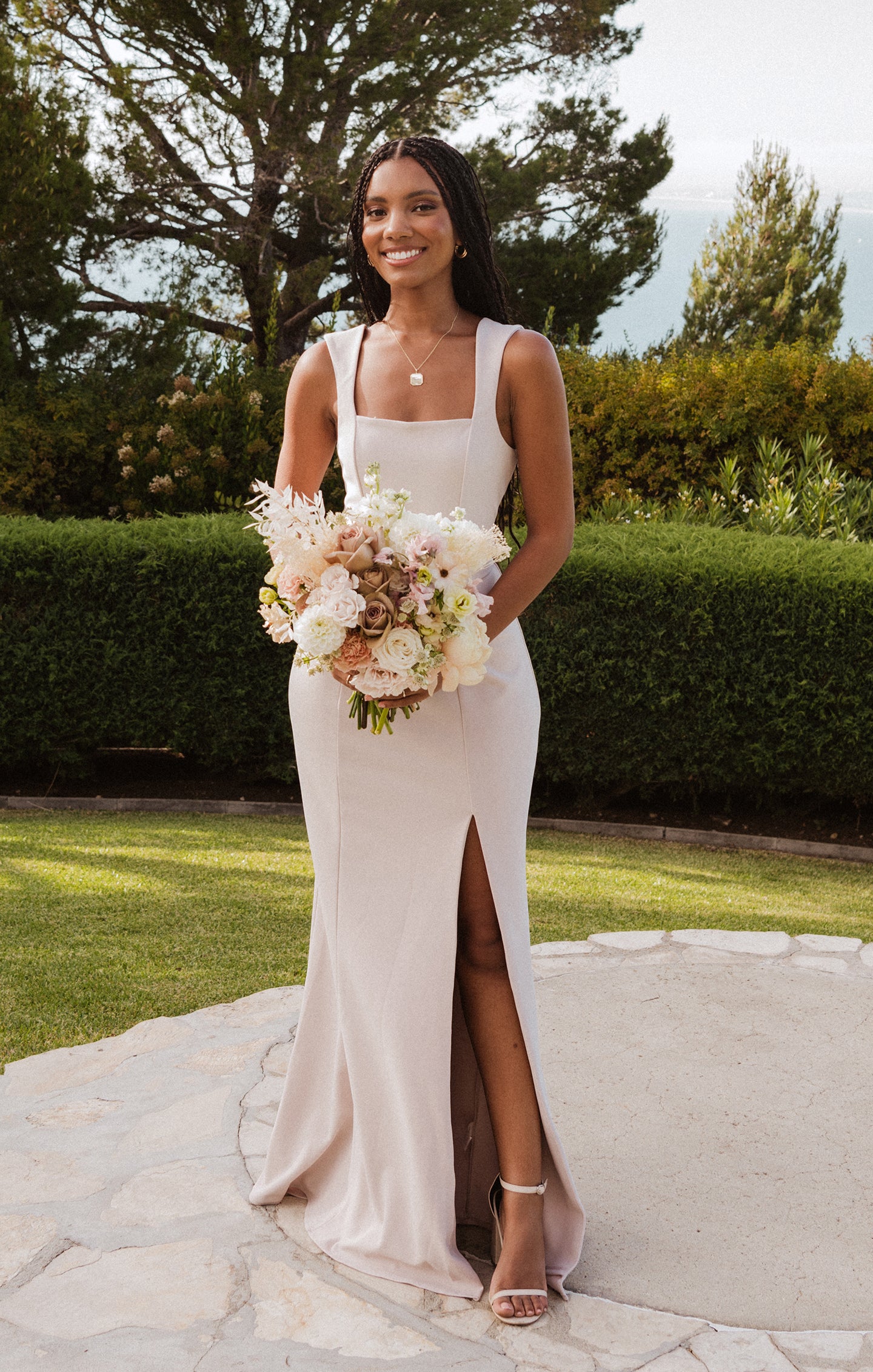 Form-Fitting Stretch Maxi Gown with Side Slit & Detachable Sash | Paris Gown