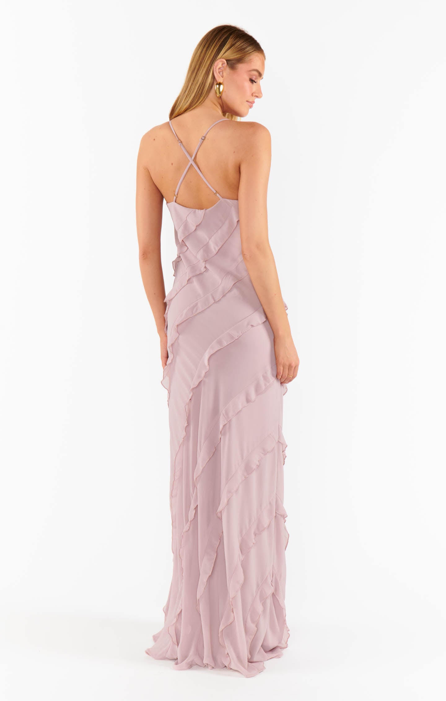 Floor Length Ruffle Chiffon Dress for Bridesmaids & Formal Events | Romance