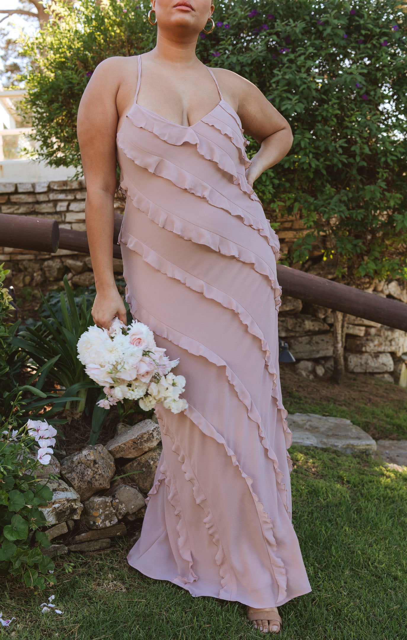Floor Length Ruffle Chiffon Dress for Bridesmaids & Formal Events | Romance