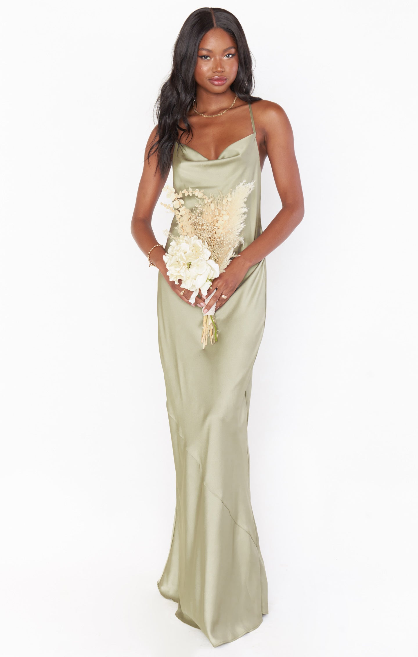 Bias-Cut Maxi Slip Dress with Cowl Neck & Shelf Bra | Tuscany