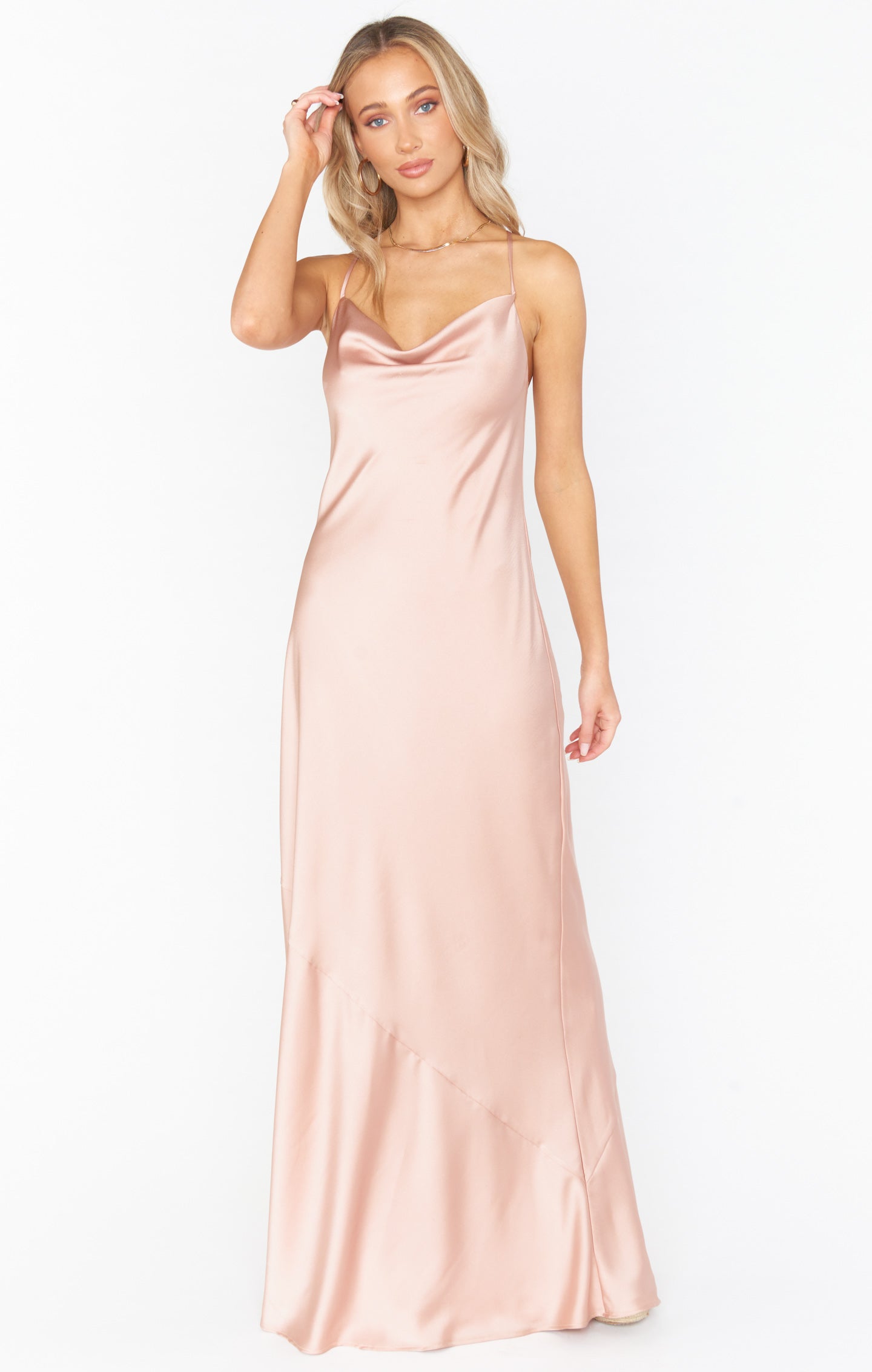 Bias-Cut Maxi Slip Dress with Cowl Neck & Built-In Bra | Tuscany