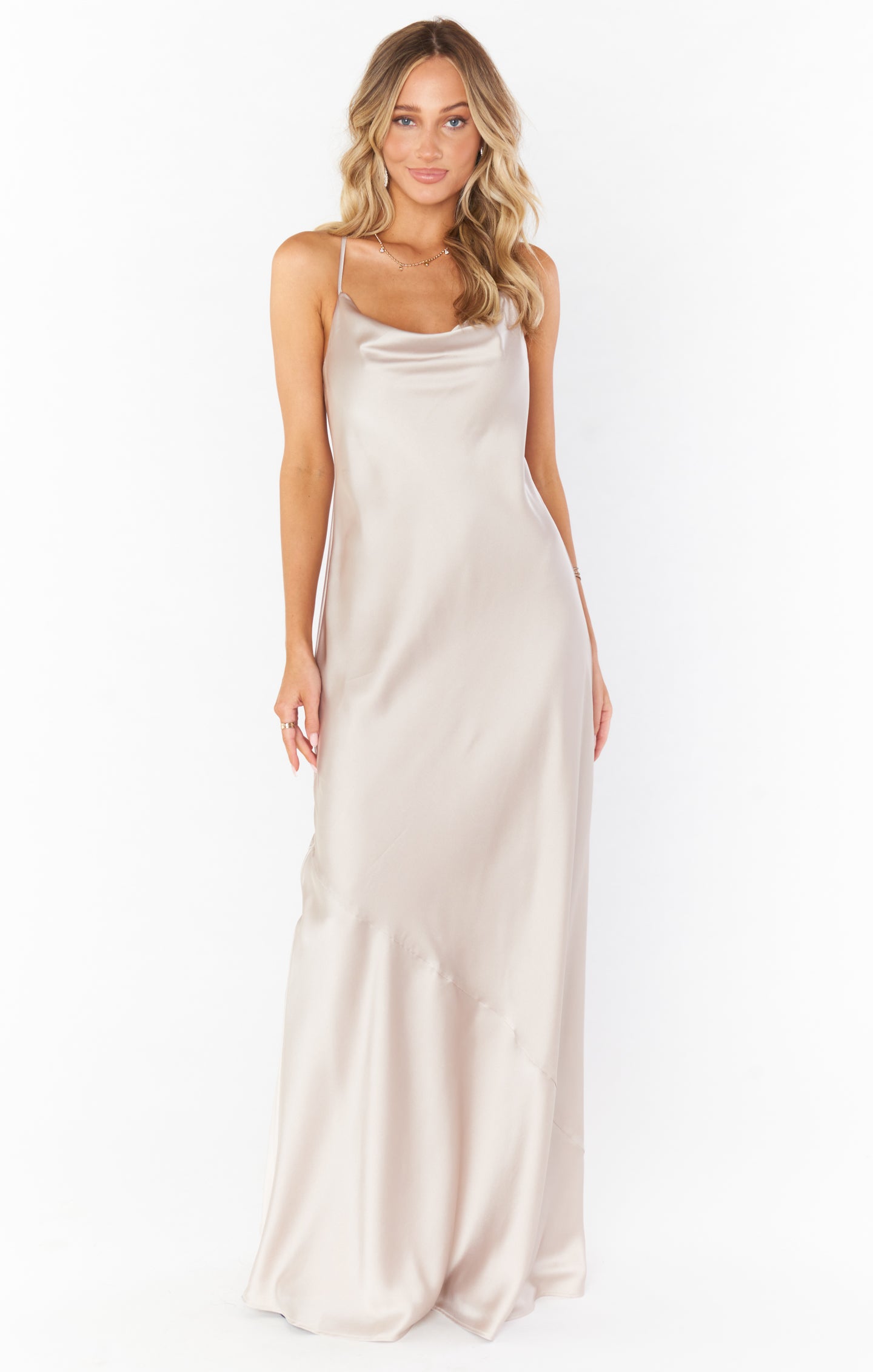 Floor-Length Satin Slip Dress with Cowl Neckline | Tuscany Maxi