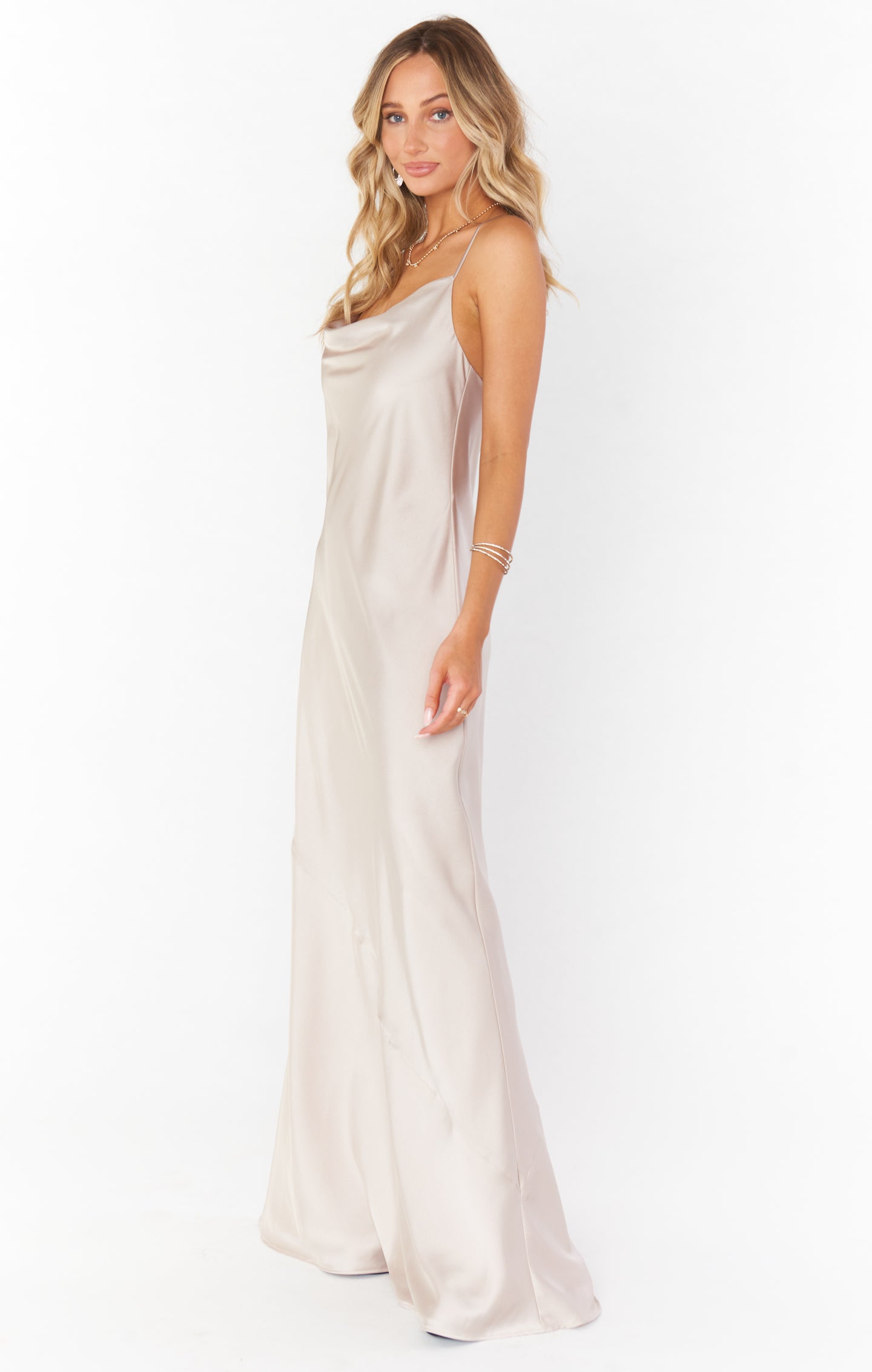 Floor-Length Satin Slip Dress with Cowl Neckline | Tuscany Maxi