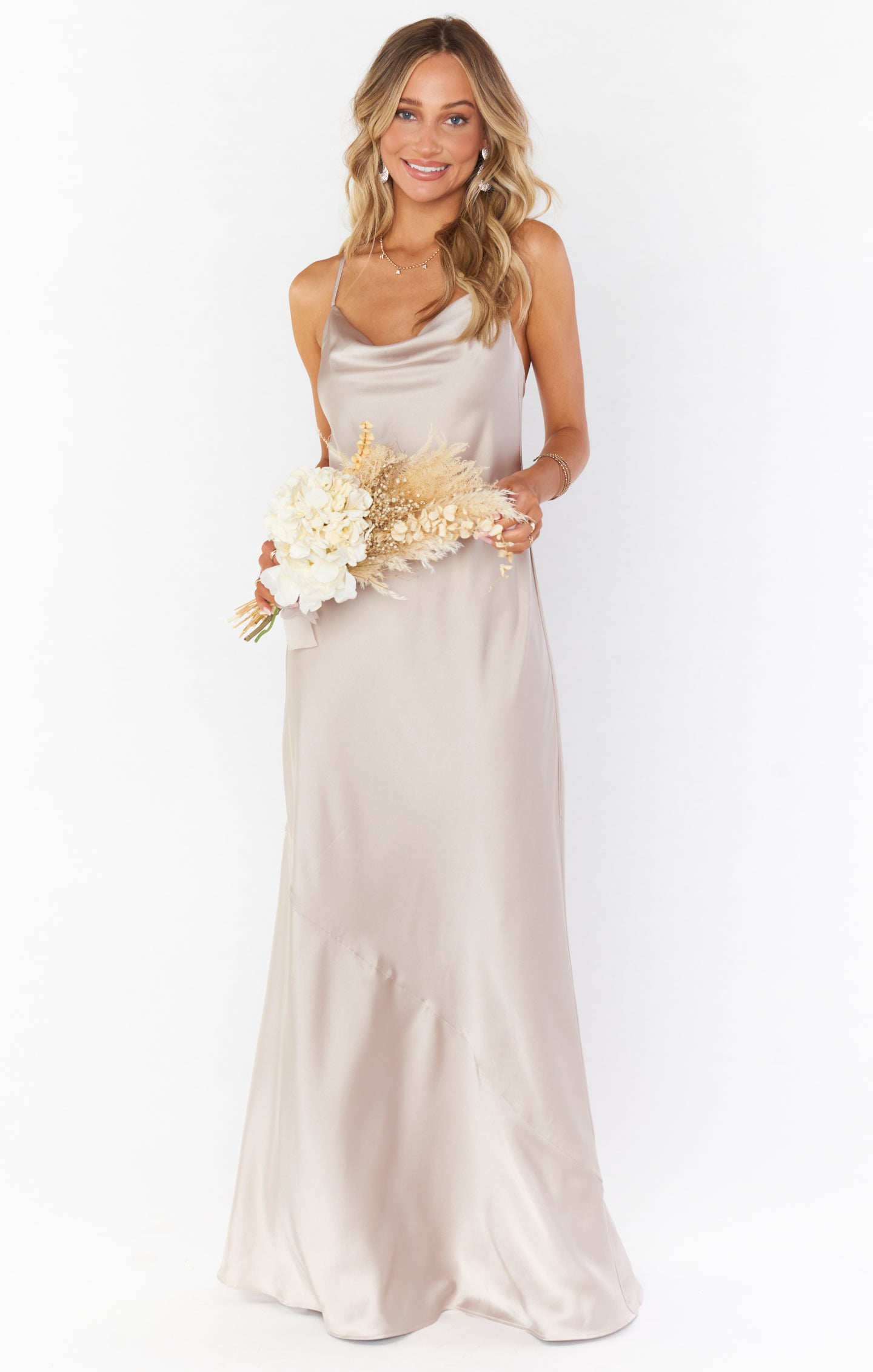 Floor-Length Satin Slip Dress with Cowl Neckline | Tuscany Maxi