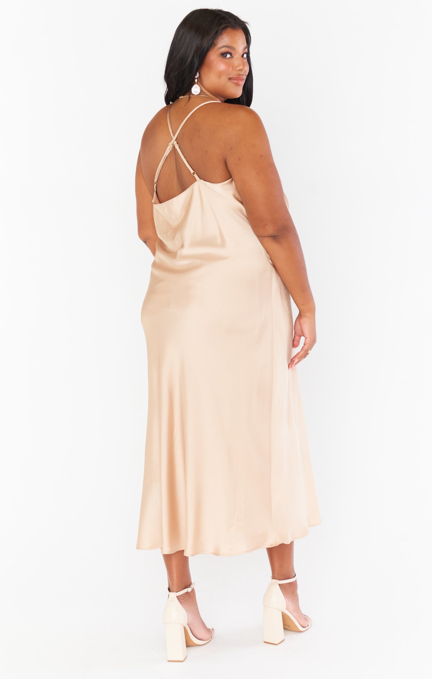Silky Cowl Neck Dress with Adjustable Straps | Verona Satin