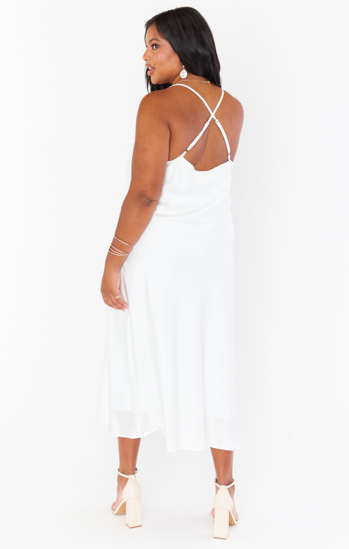 Silk Cowl Neck Dress with Adjustable Straps | Verona Ivory Luxe Satin