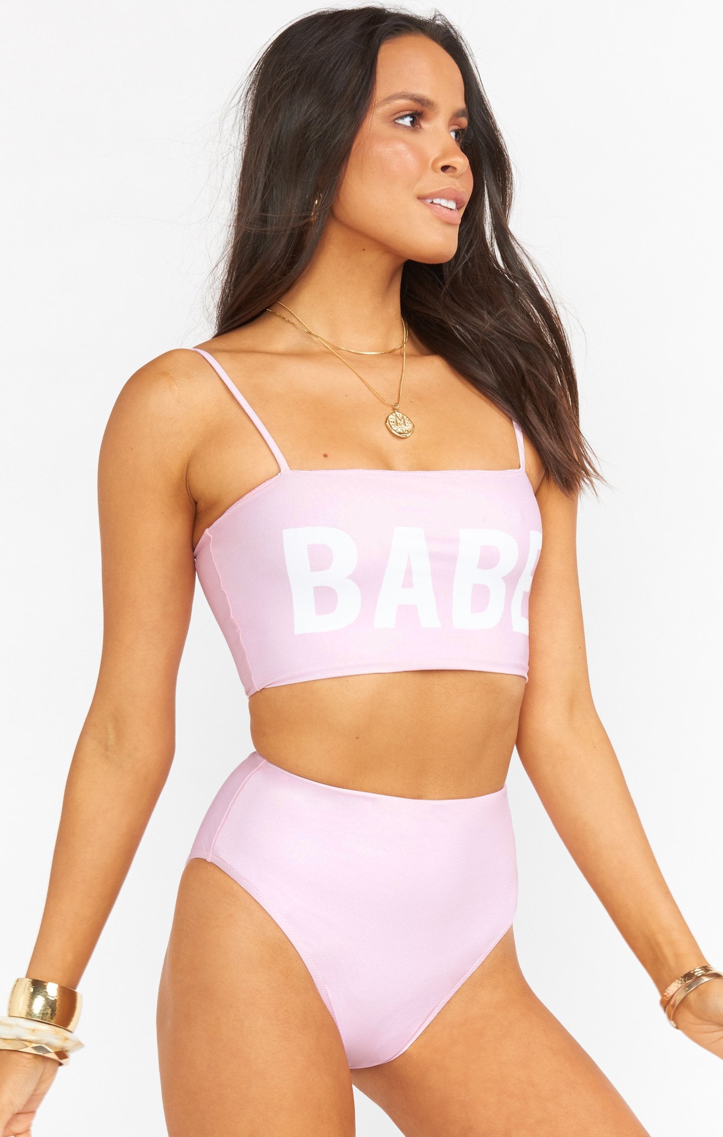 High Waisted Bikini Bottom in Pastel Pink | Palma