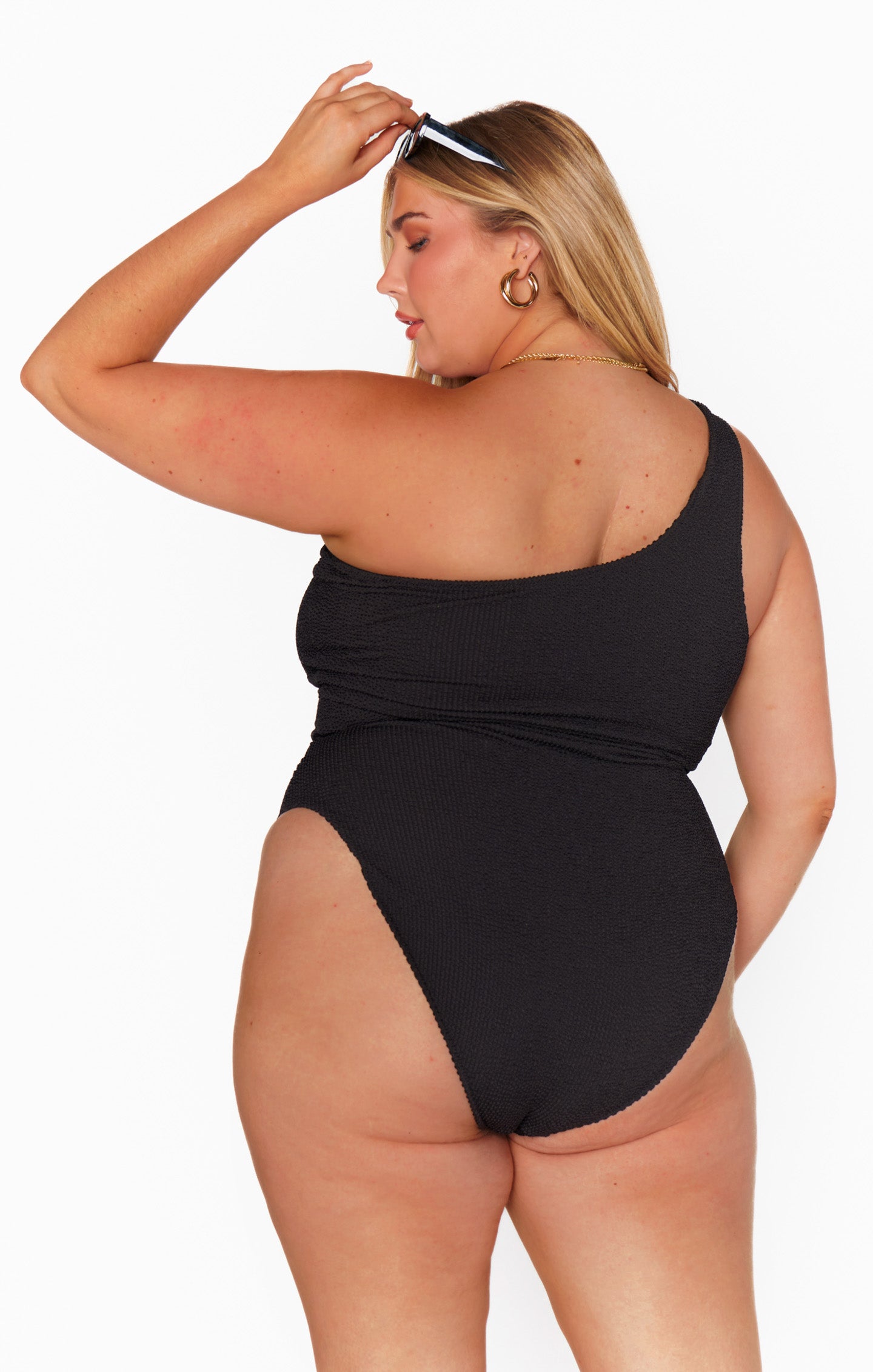 One Shoulder Scrunch One Piece Swimsuit | Anchor Black