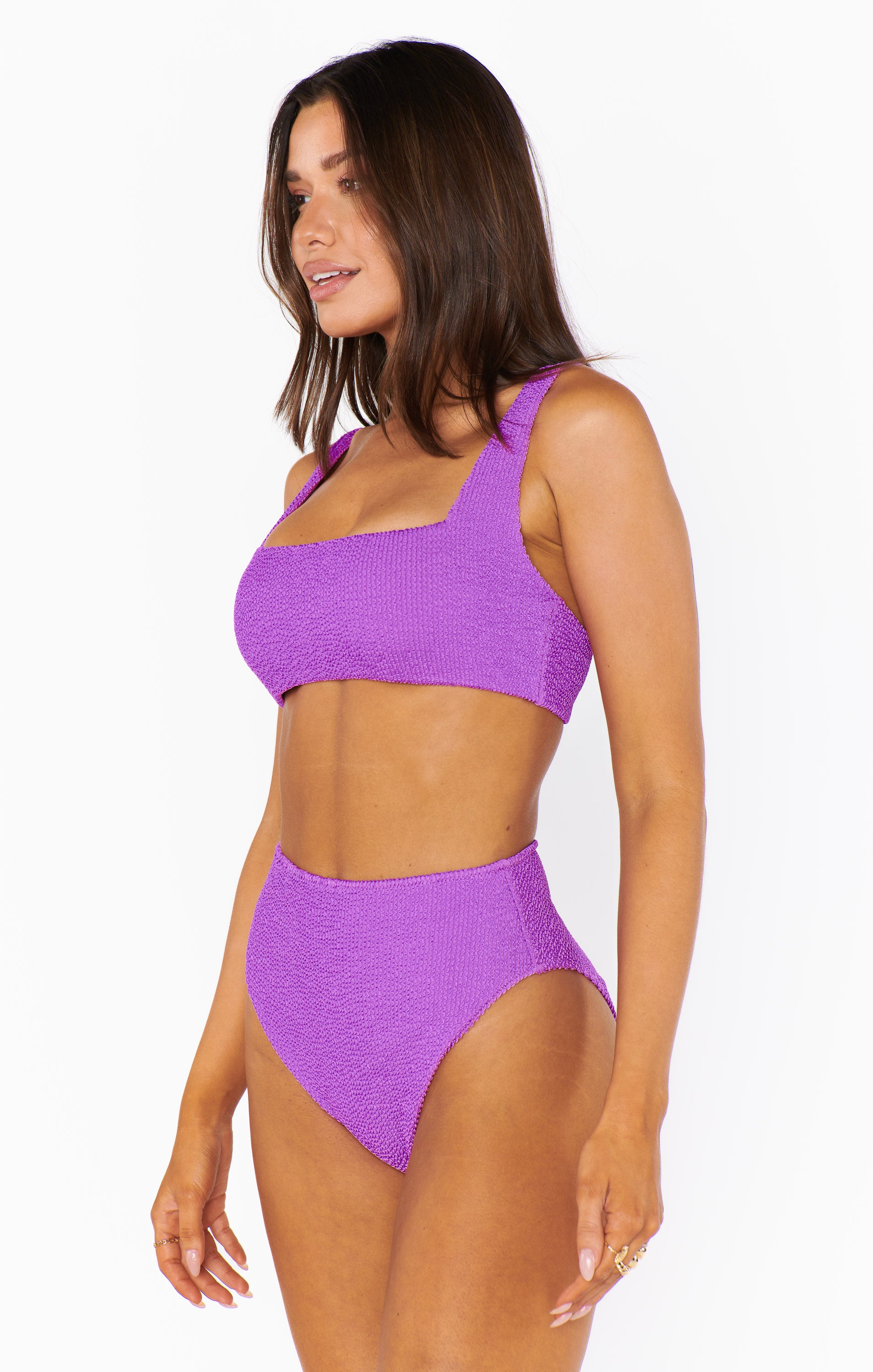 High Waisted Full Coverage Swim Bottom for Beach & Pool | Ultra Violet Scrunch