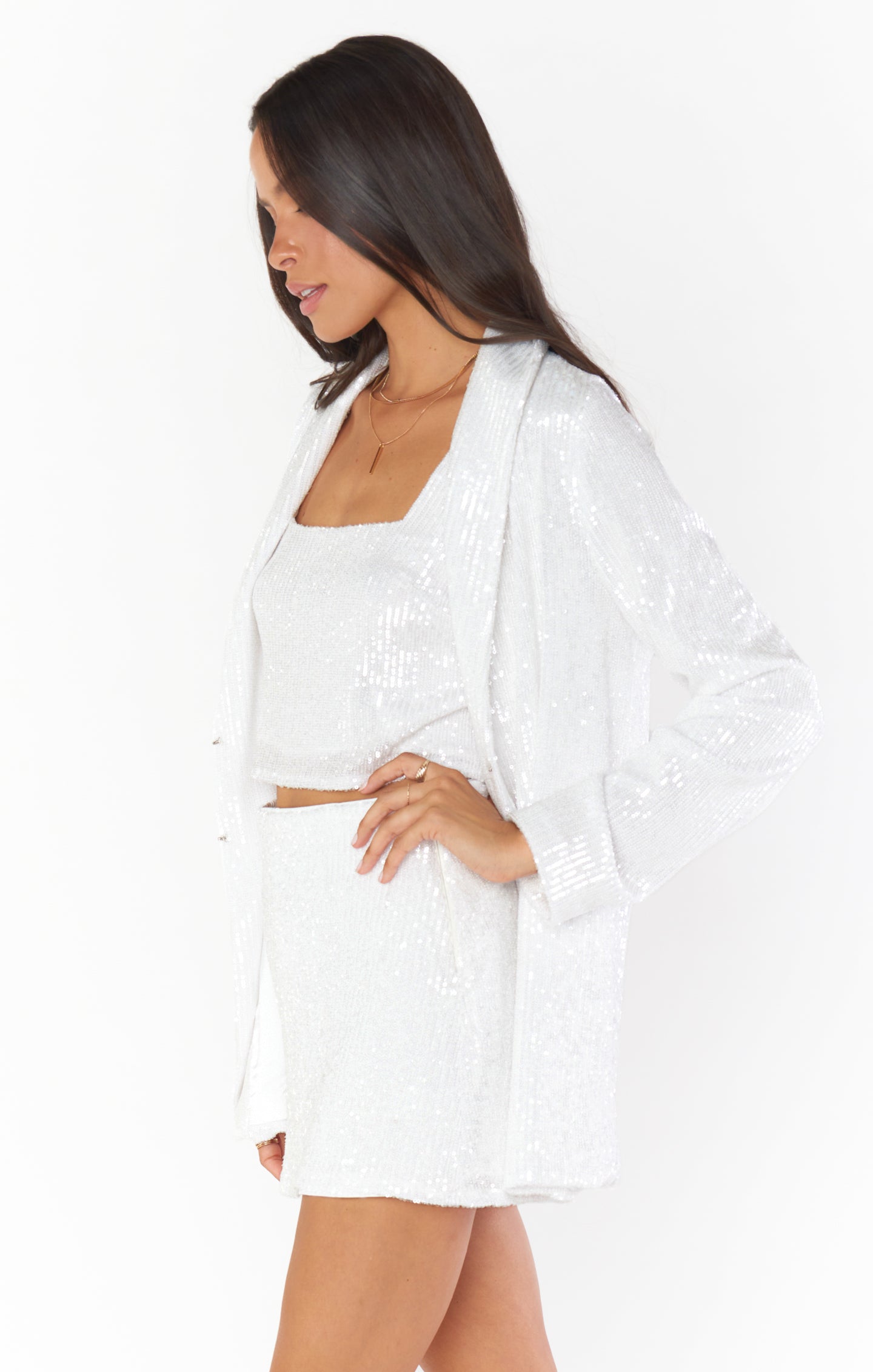 White Sequin Blazer for Women | Dance & Party Wear