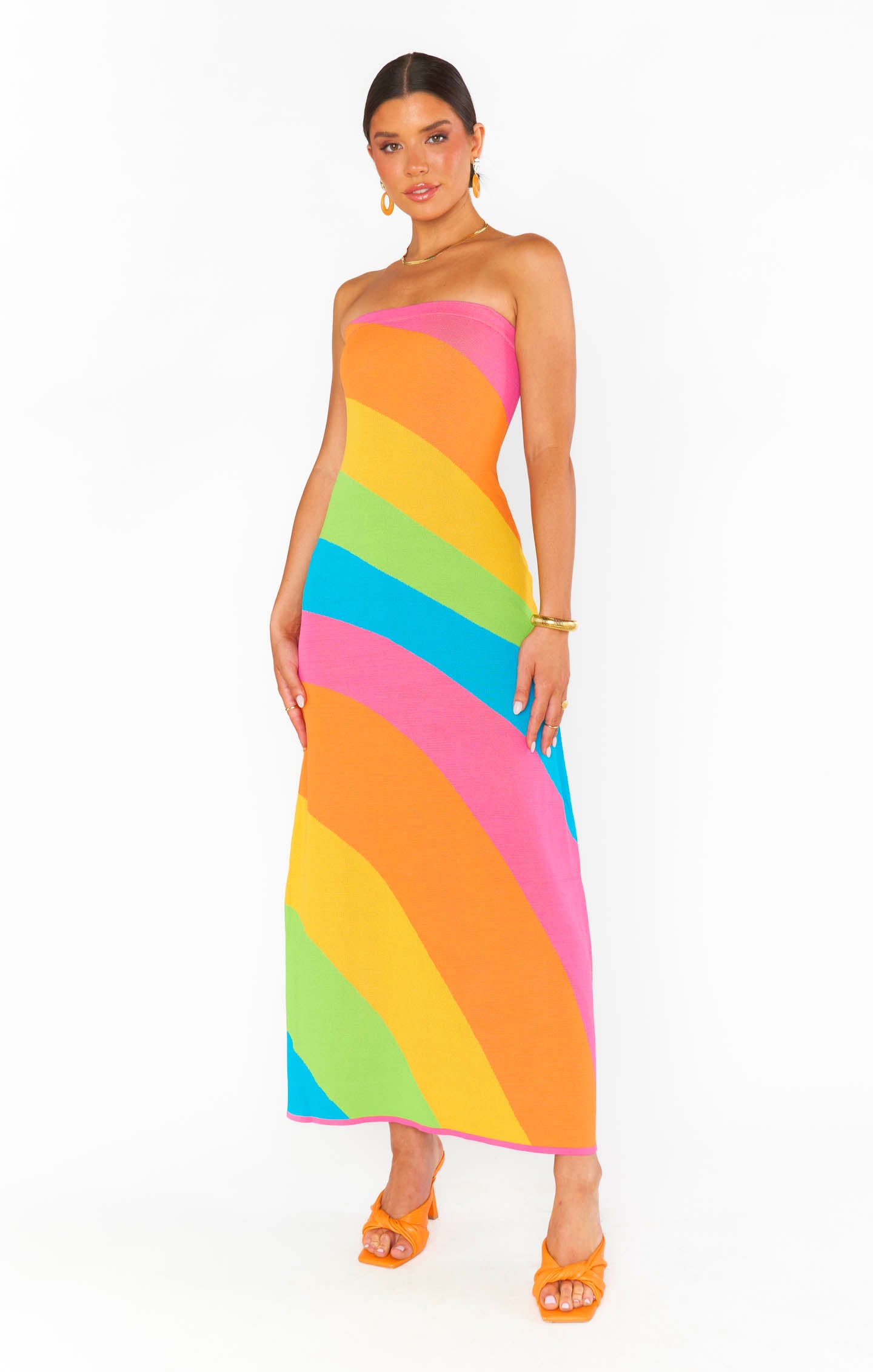 Strapless Rainbow Maxi Dress for Summer Nights | Salty Rainbow