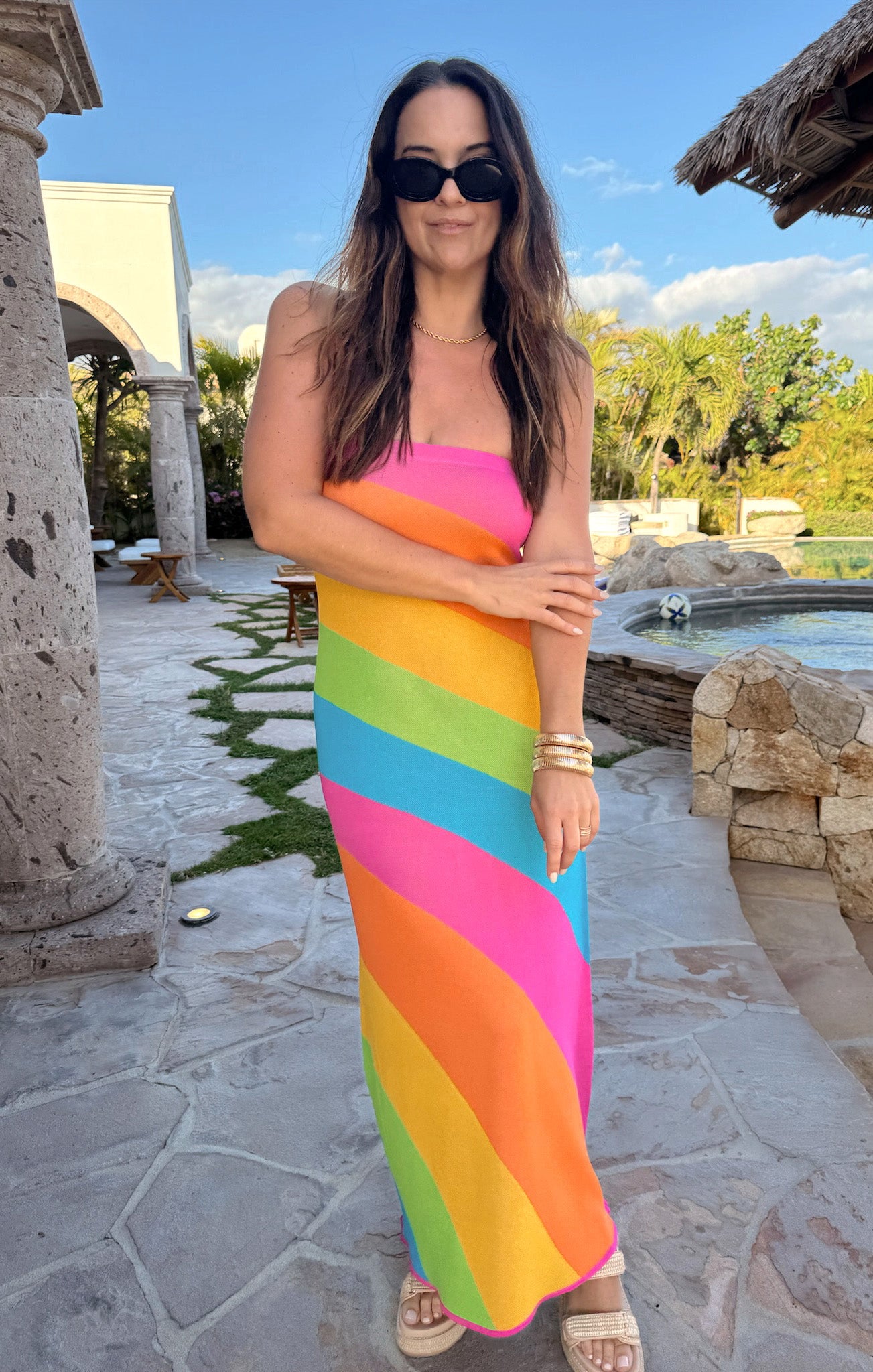 Strapless Rainbow Maxi Dress for Summer Nights | Salty Rainbow