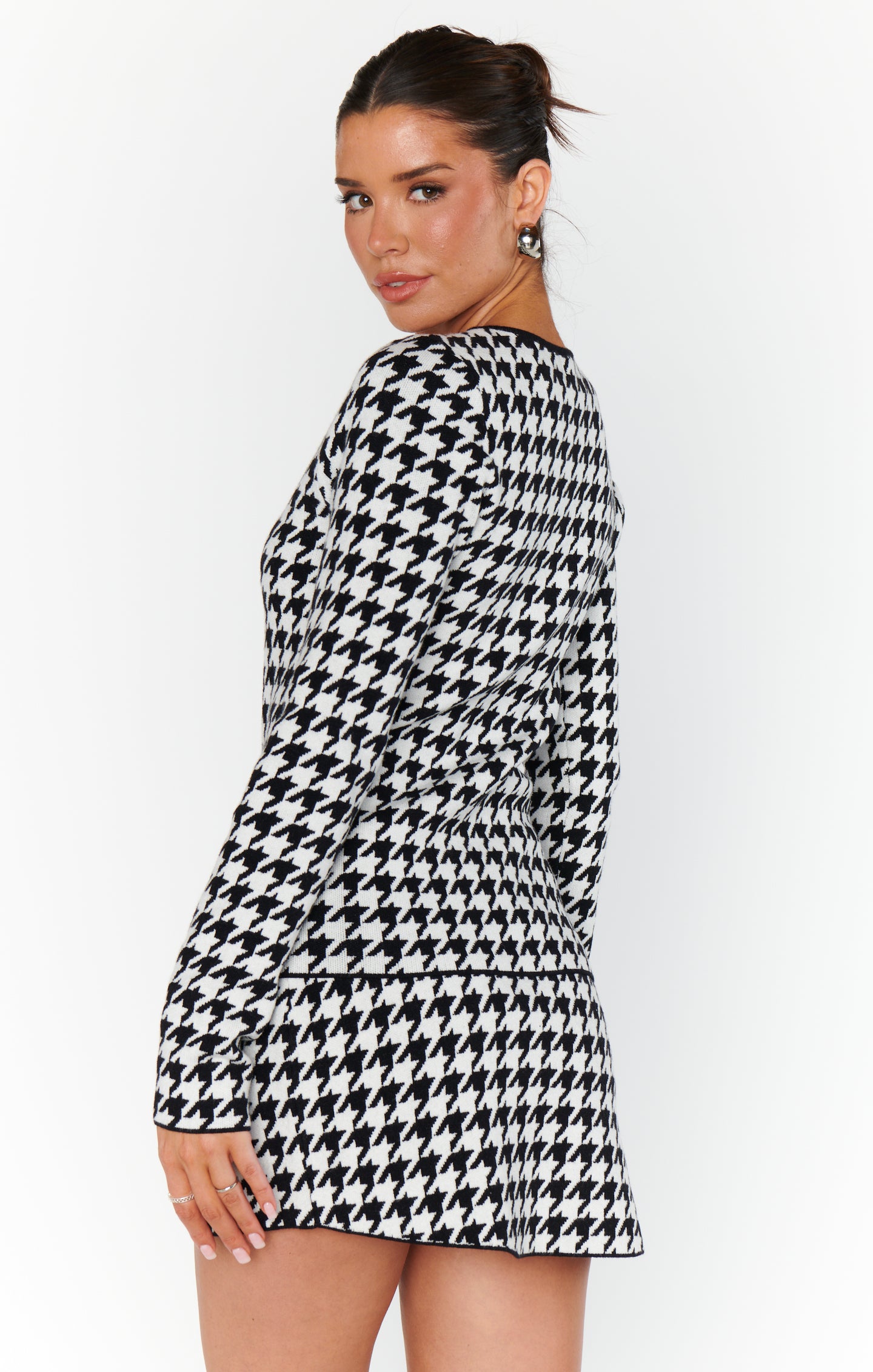 Houndstooth Knit Long Sleeve Top | Tippi