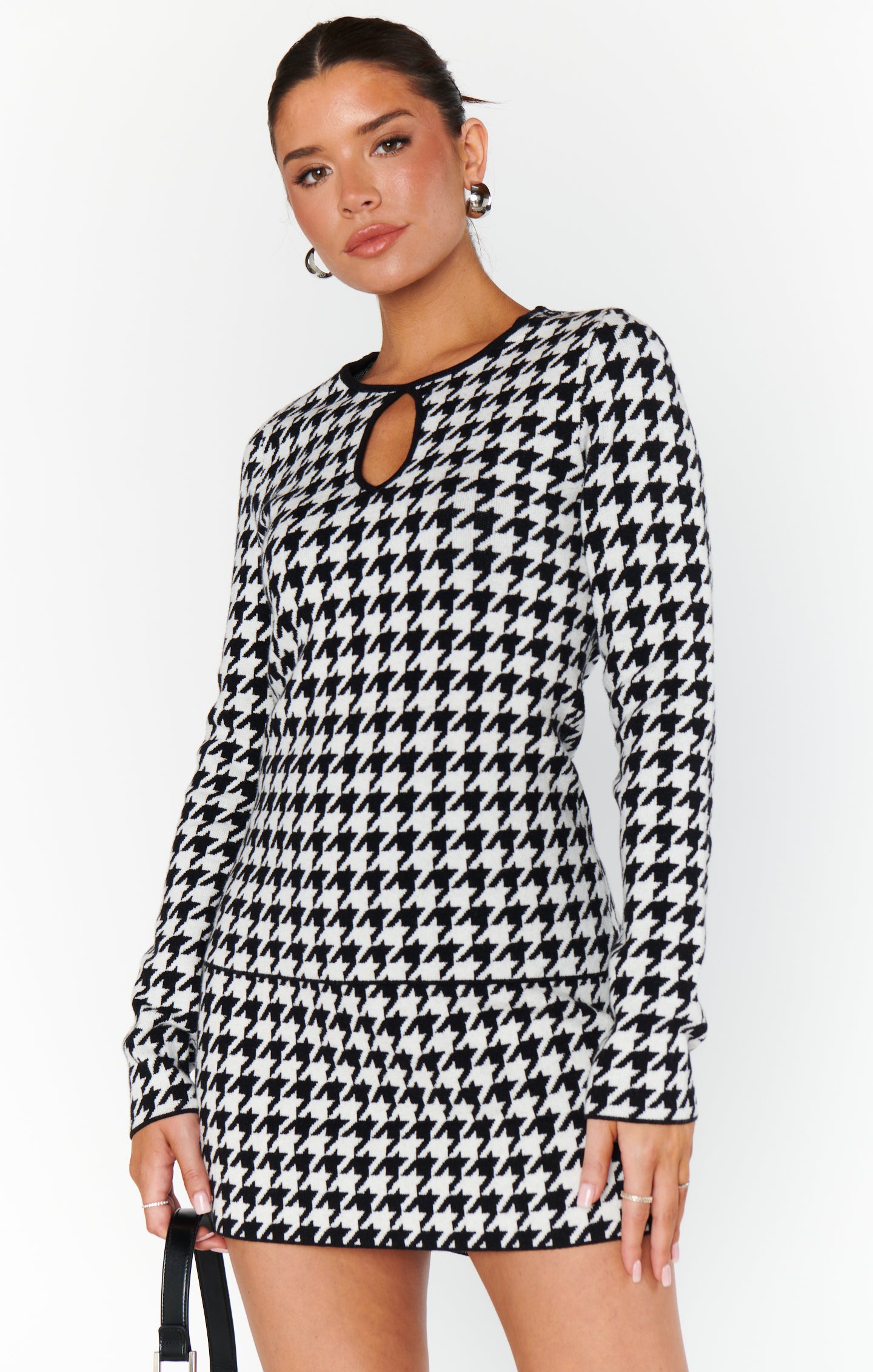 Houndstooth Knit Long Sleeve Top | Tippi