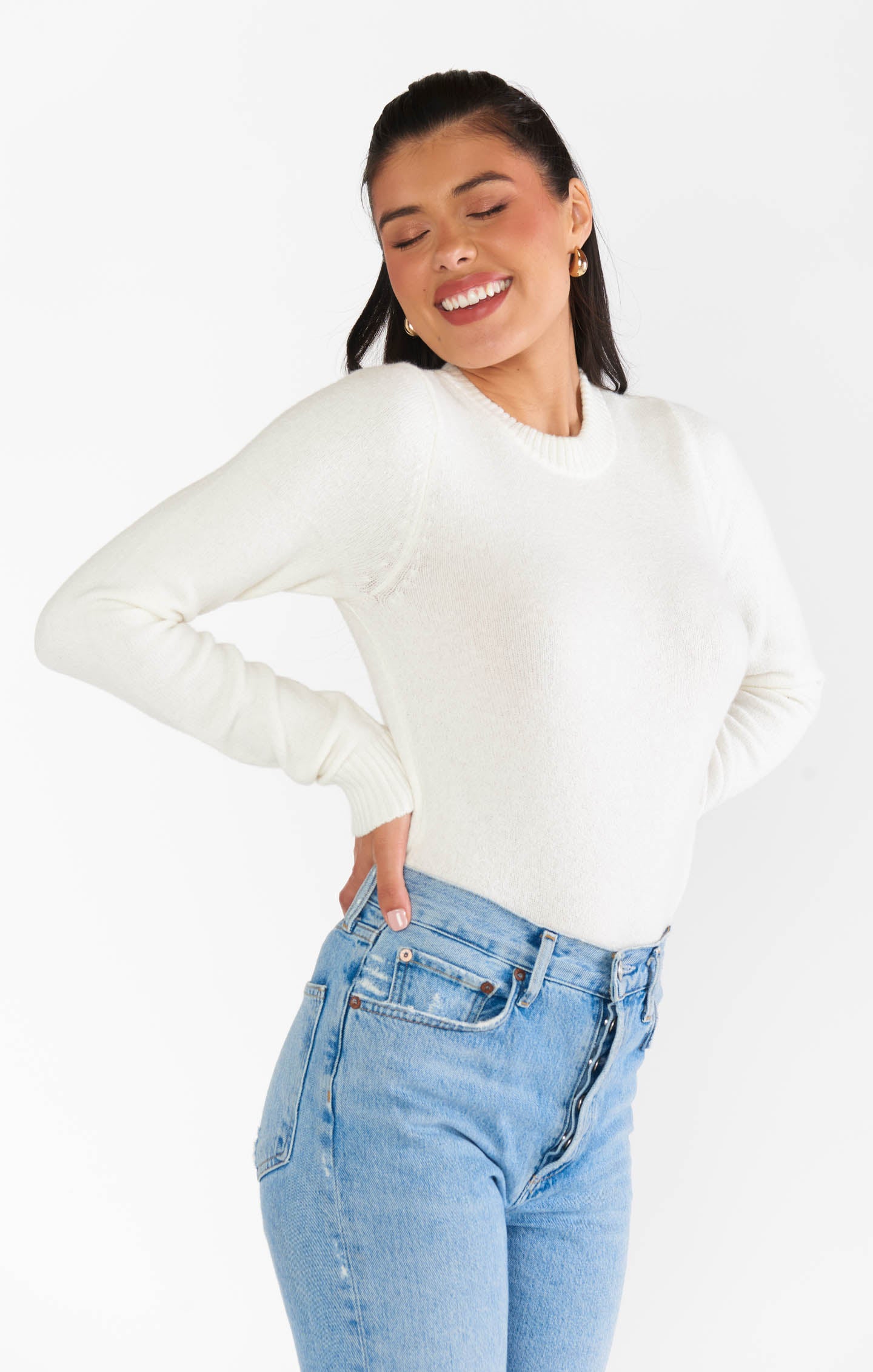 Cream Knit Sweater for Everyday Styling | Tuck In Sweater