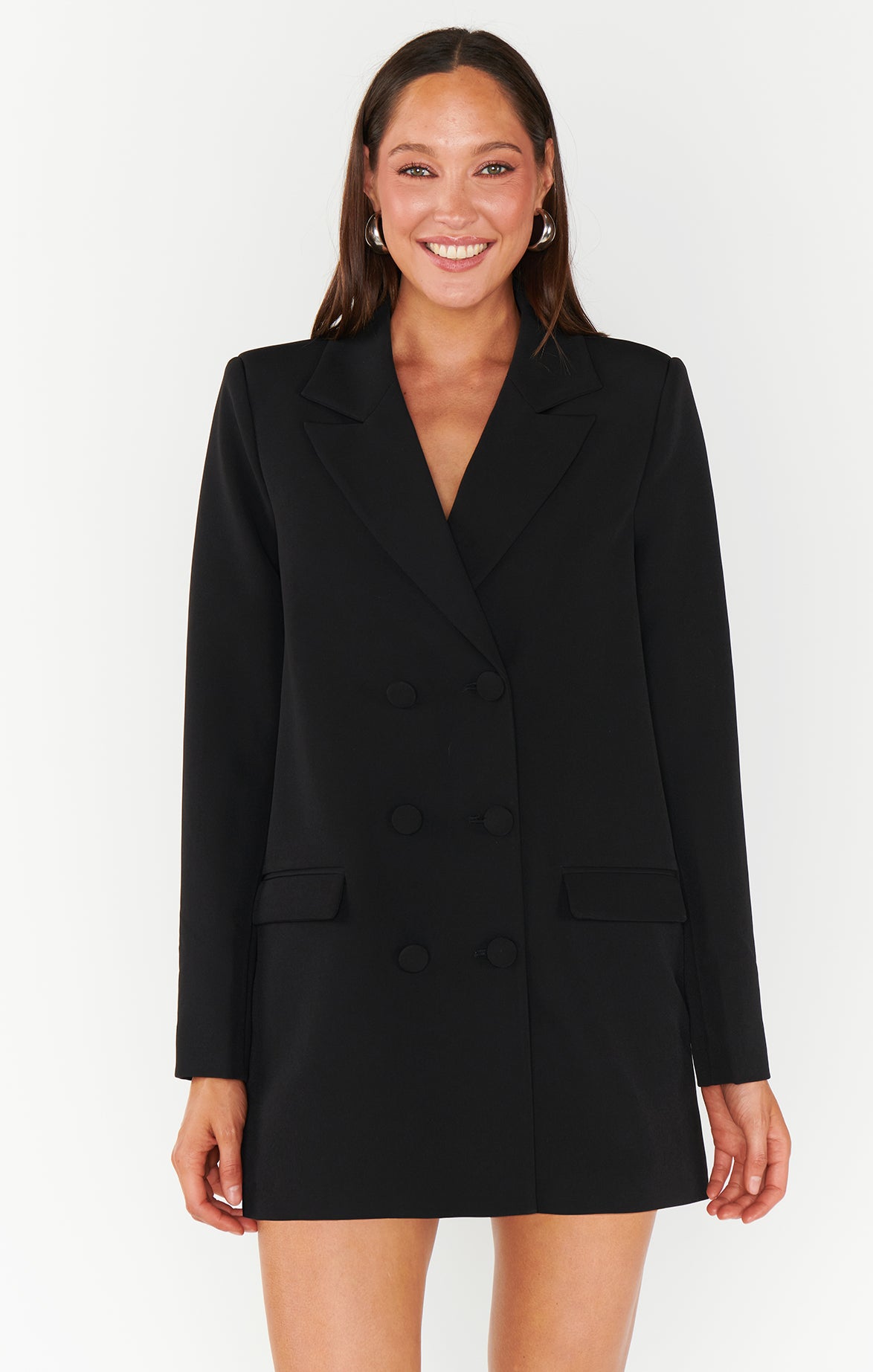 Elegant Black Blazer for Women | Lightweight Suiting & Collared Neckline
