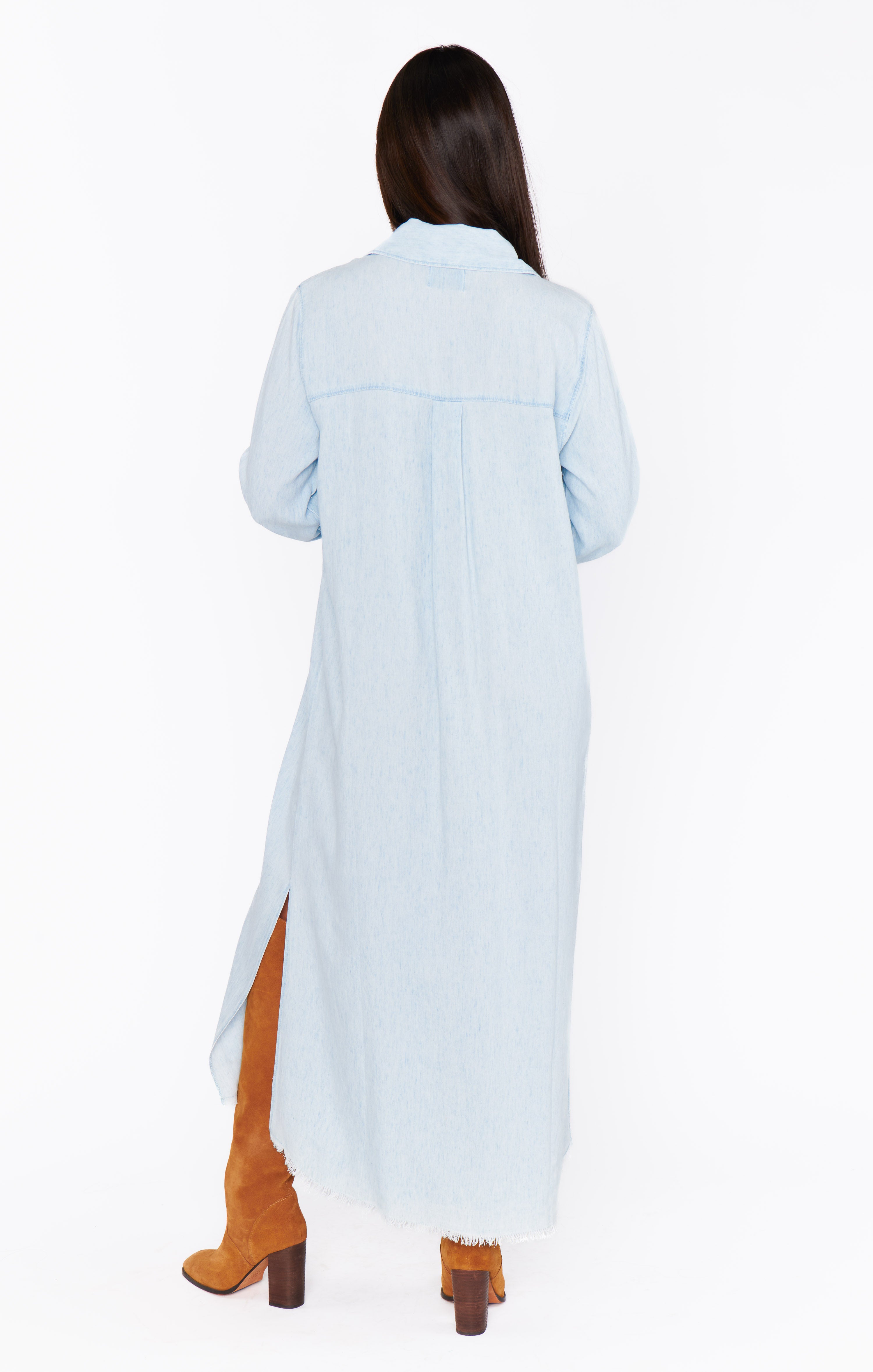 Lightweight Chambray Shirt Dress with Pockets | Wilmington