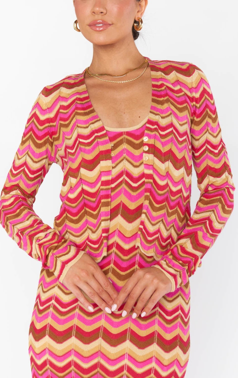 Horizon Stripe Knit Cardigan with Front Button Closure | Coza