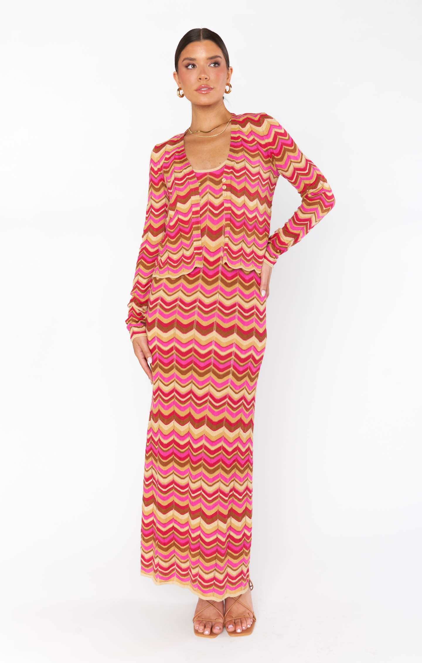 Horizon Stripe Knit Cardigan with Front Button Closure | Coza