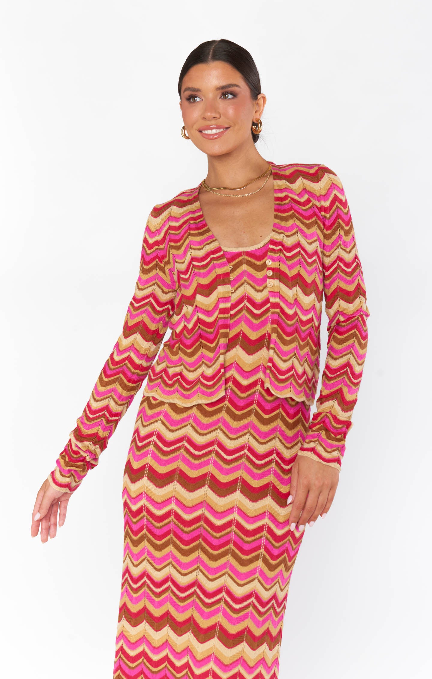 Horizon Stripe Knit Cardigan with Front Button Closure | Coza